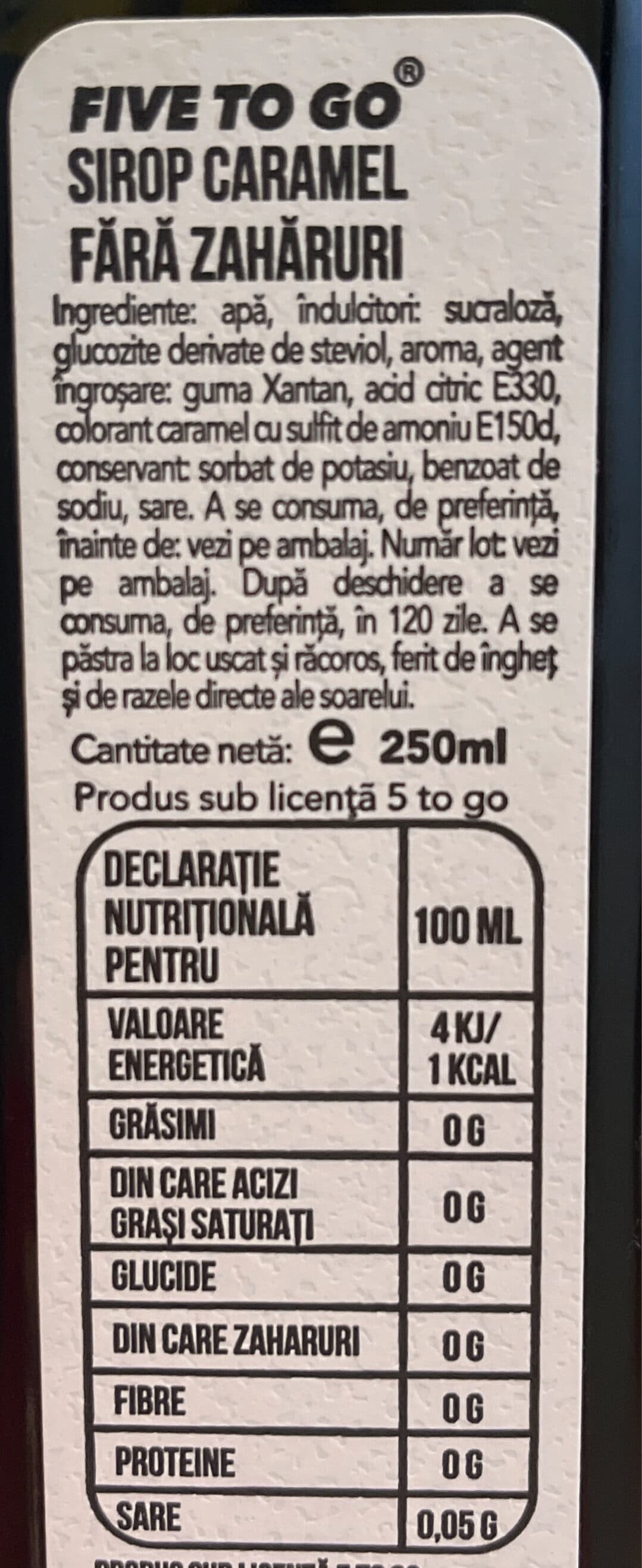 5 to go No sugar in my coffee caramel coffe syroup packshot
