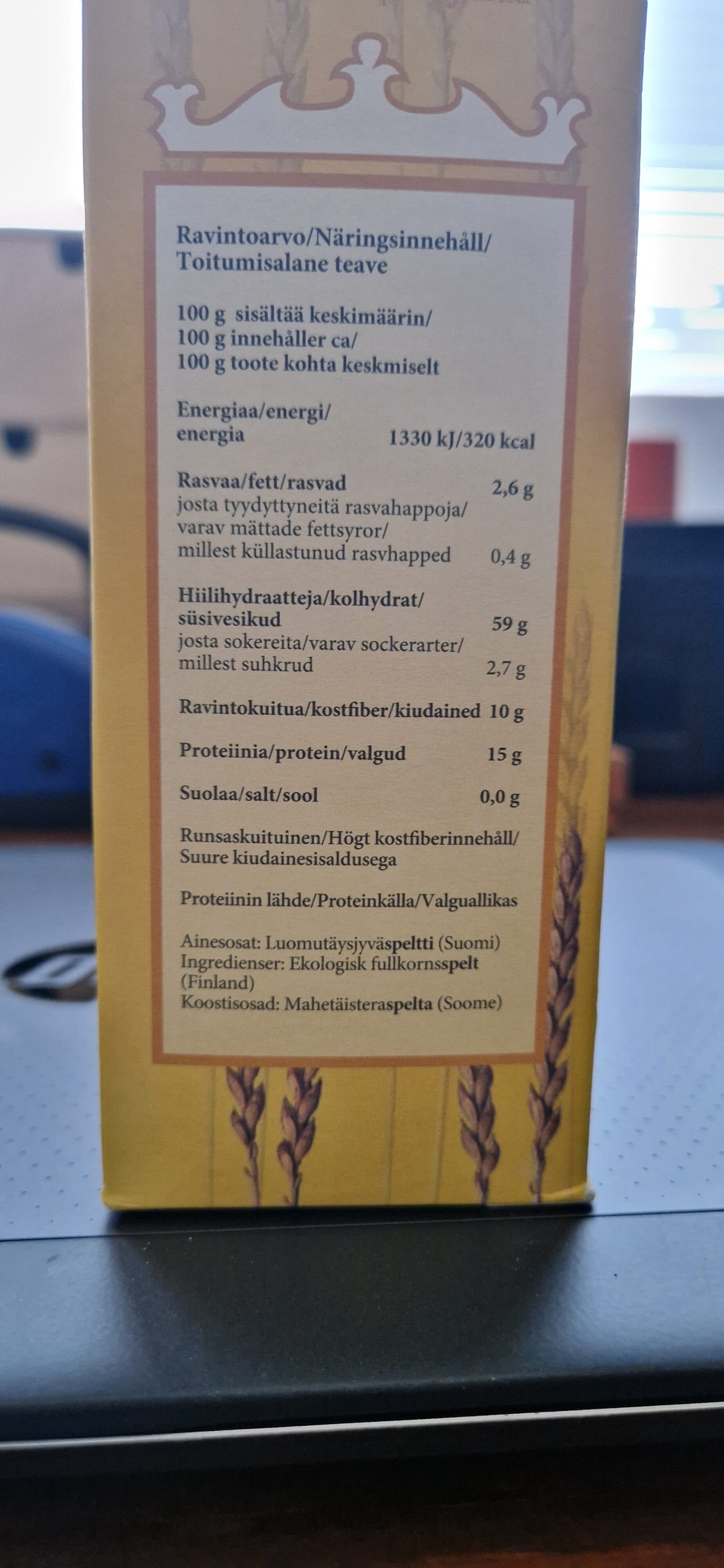 Birkkalan Puolikarkea Spelttijauho packshot