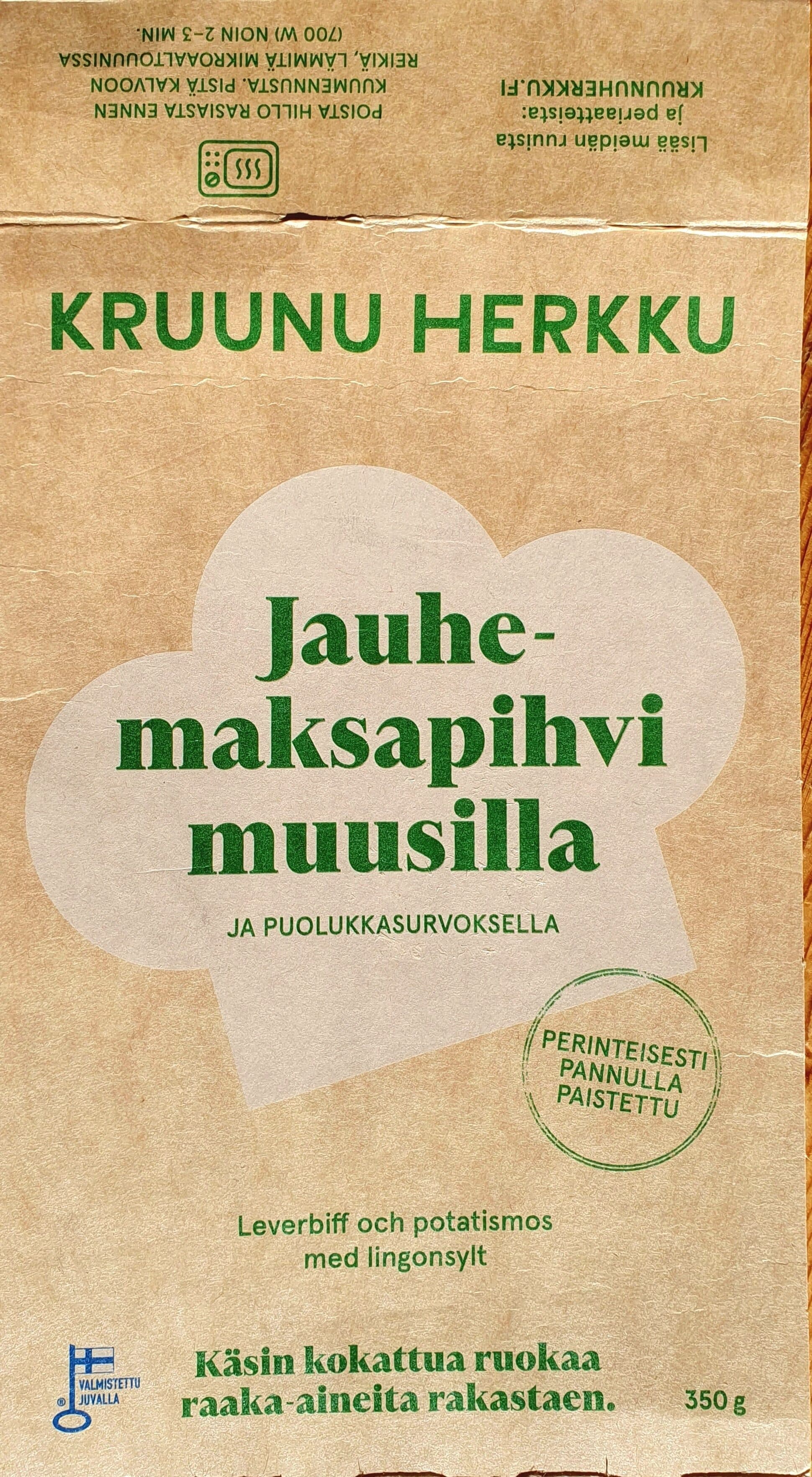 Kruunu Herkku Leverbiff och potatismos med lingonsylt packshot
