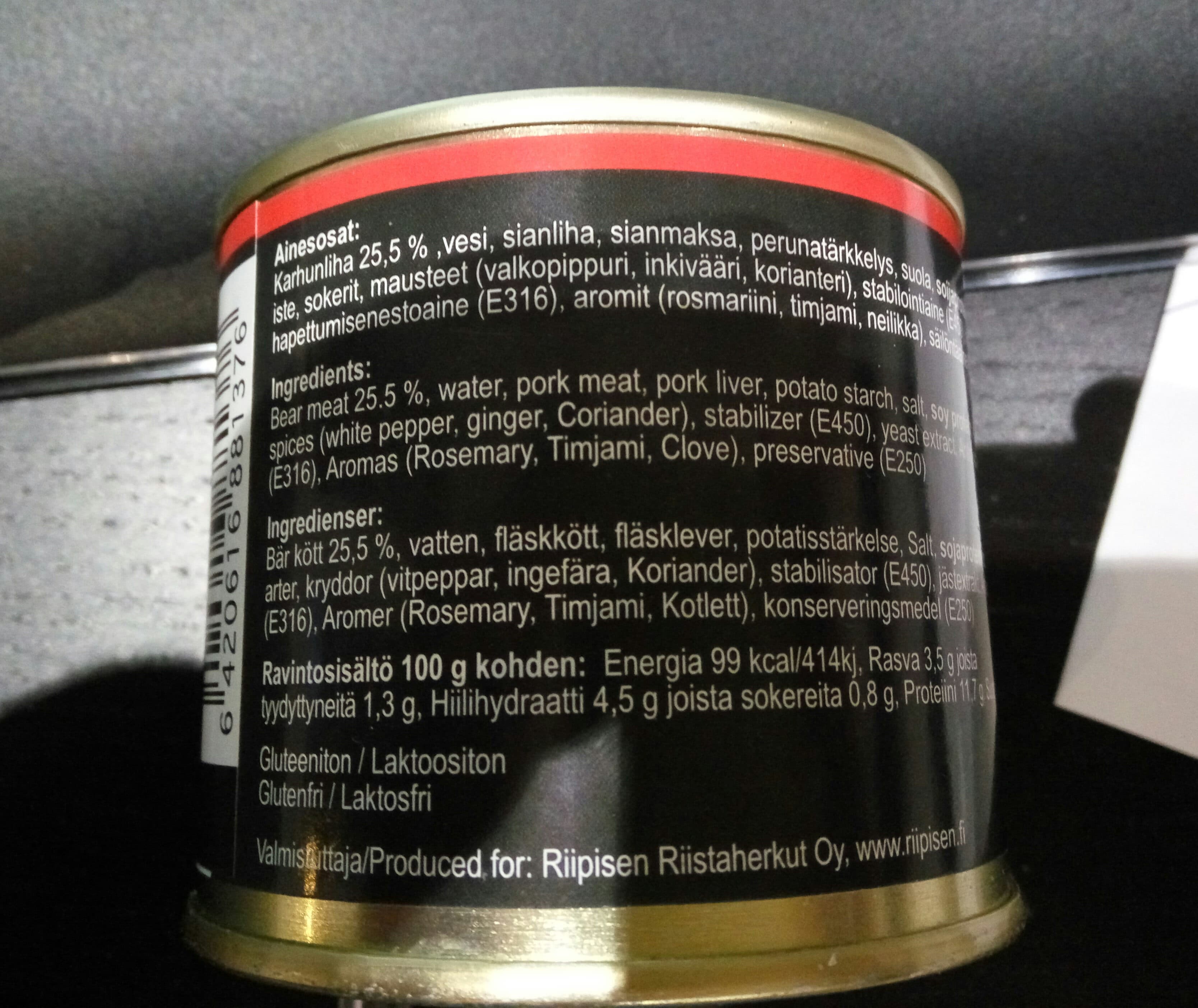 Riipisen Karhu Paté packshot