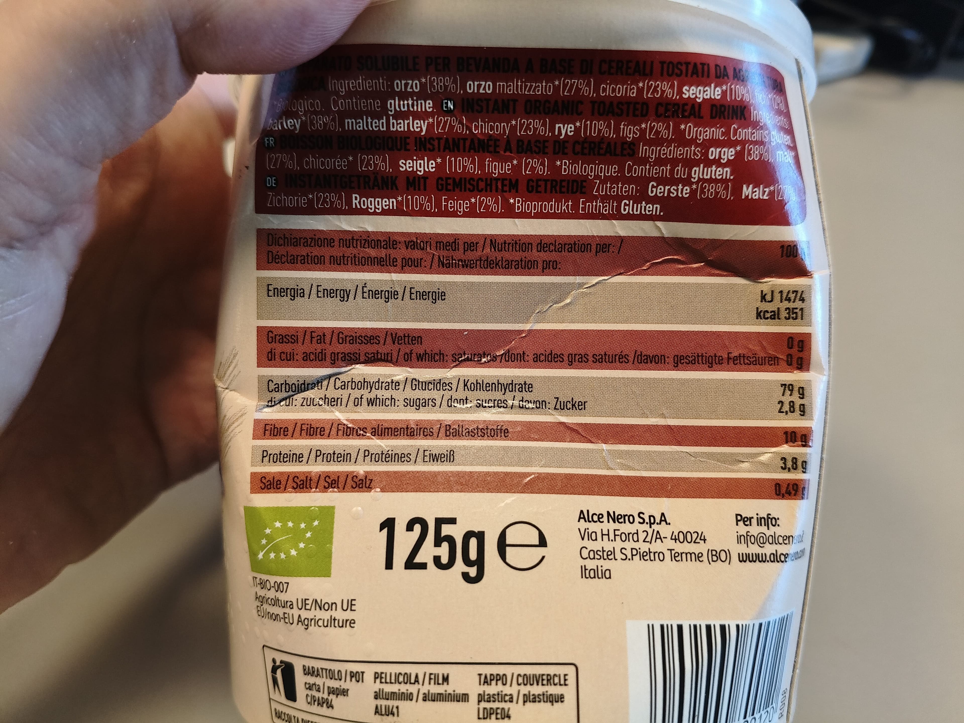 Alce Nero Orzo Mix Solubile con cereali, cicoria e fichi packshot