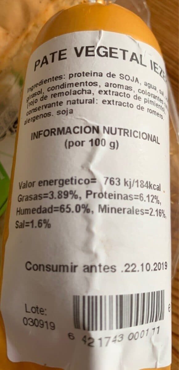 Open Food Facts Paté vegetal packshot