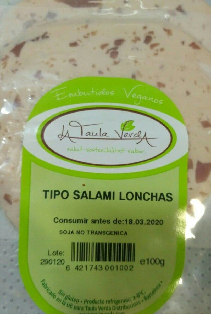 Embutido vegano tipo salami lonchas packshot