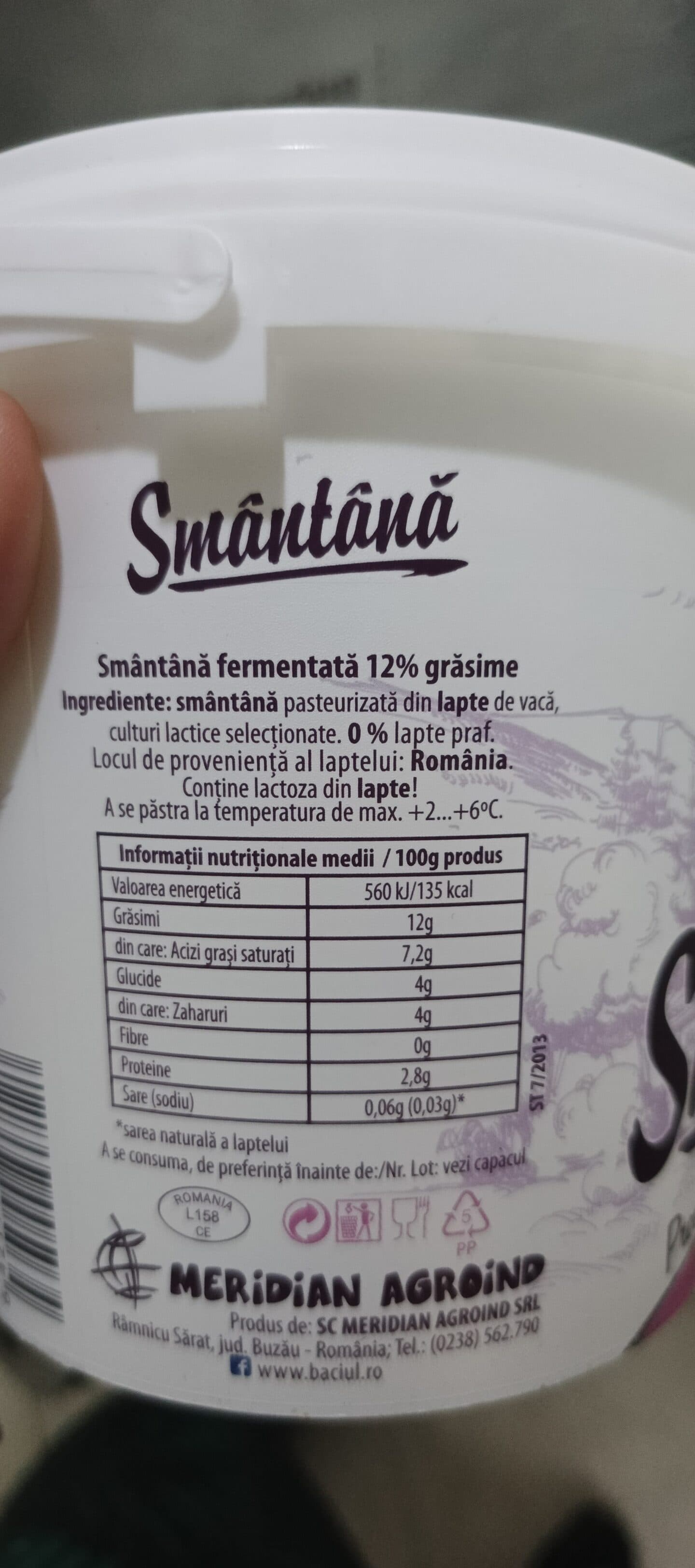 Open Food Facts Baciu Smantana 12% mare packshot