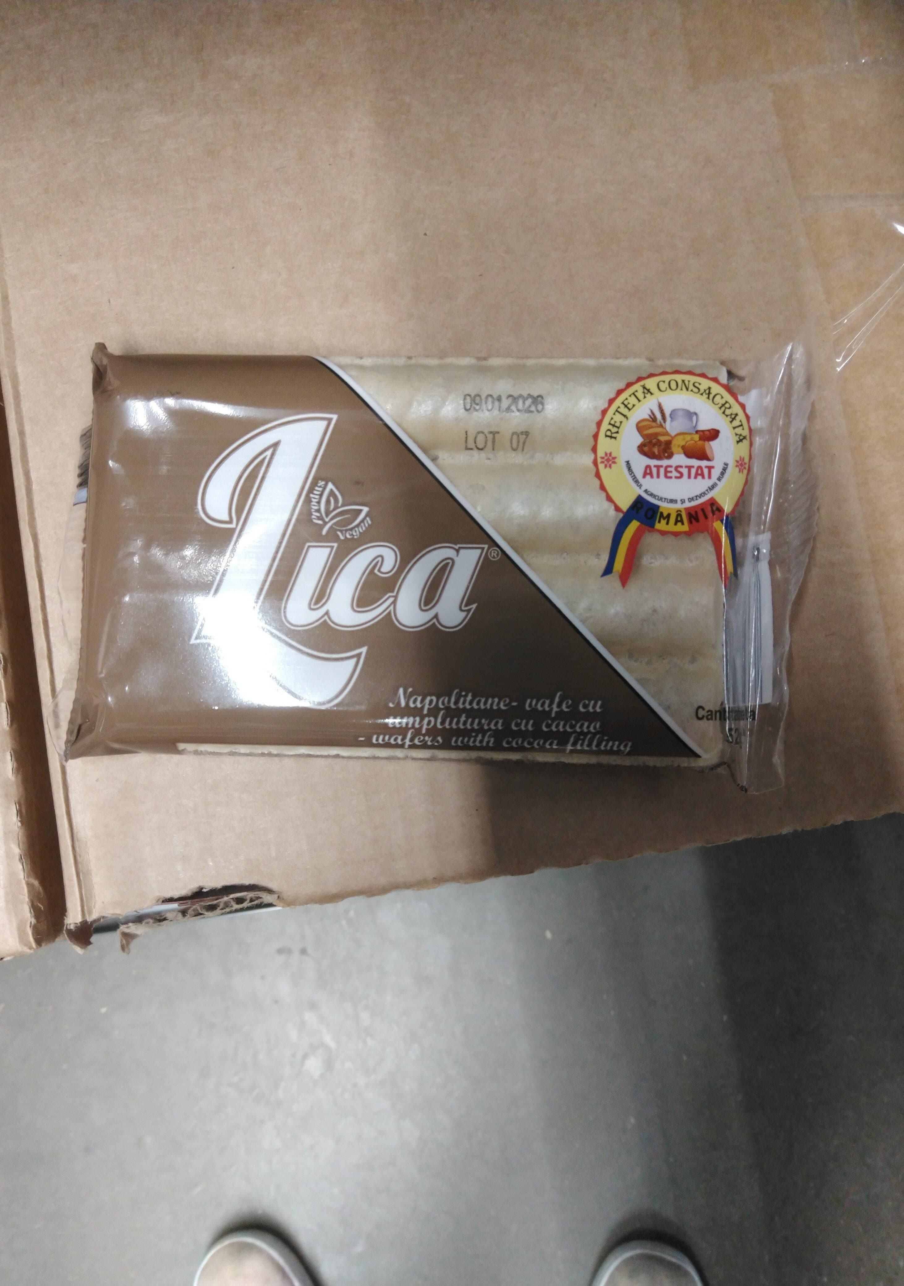 napolitane cu lapte Lica 52g packshot