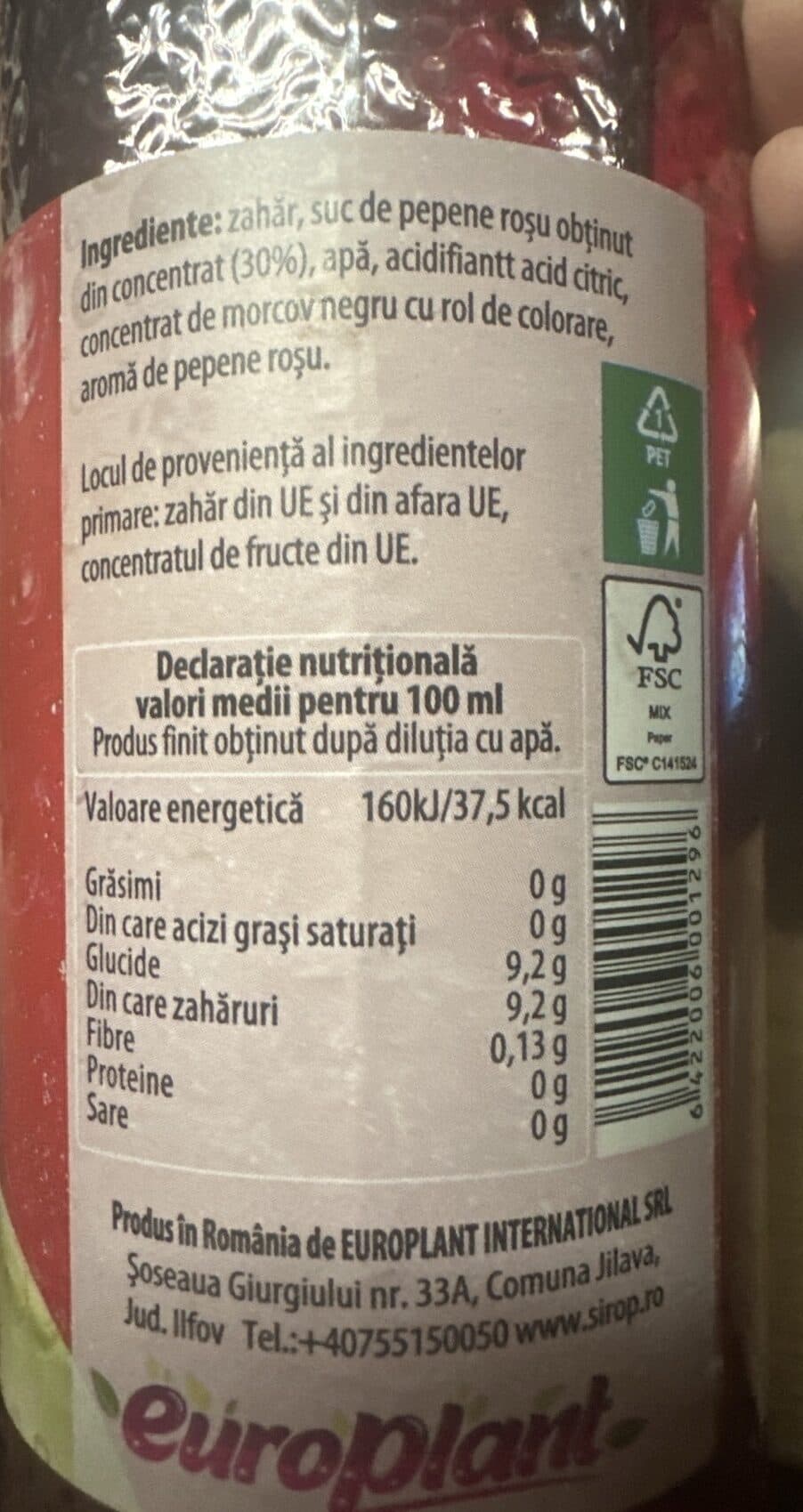 Europlant Strop Sirop Pepene Rosu packshot