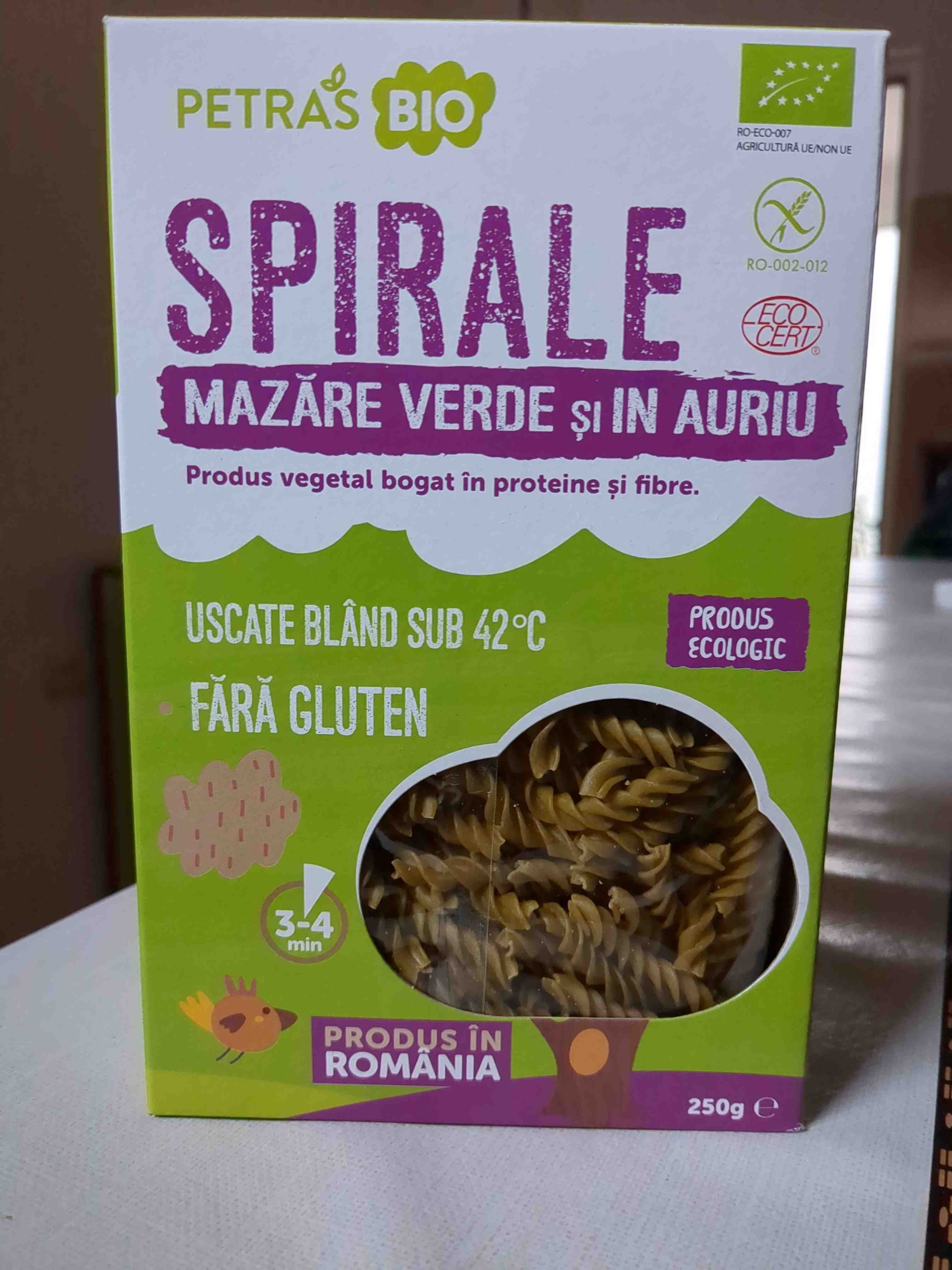 Petras Bio Spirale ecologice mazăre verde și in auriu packshot