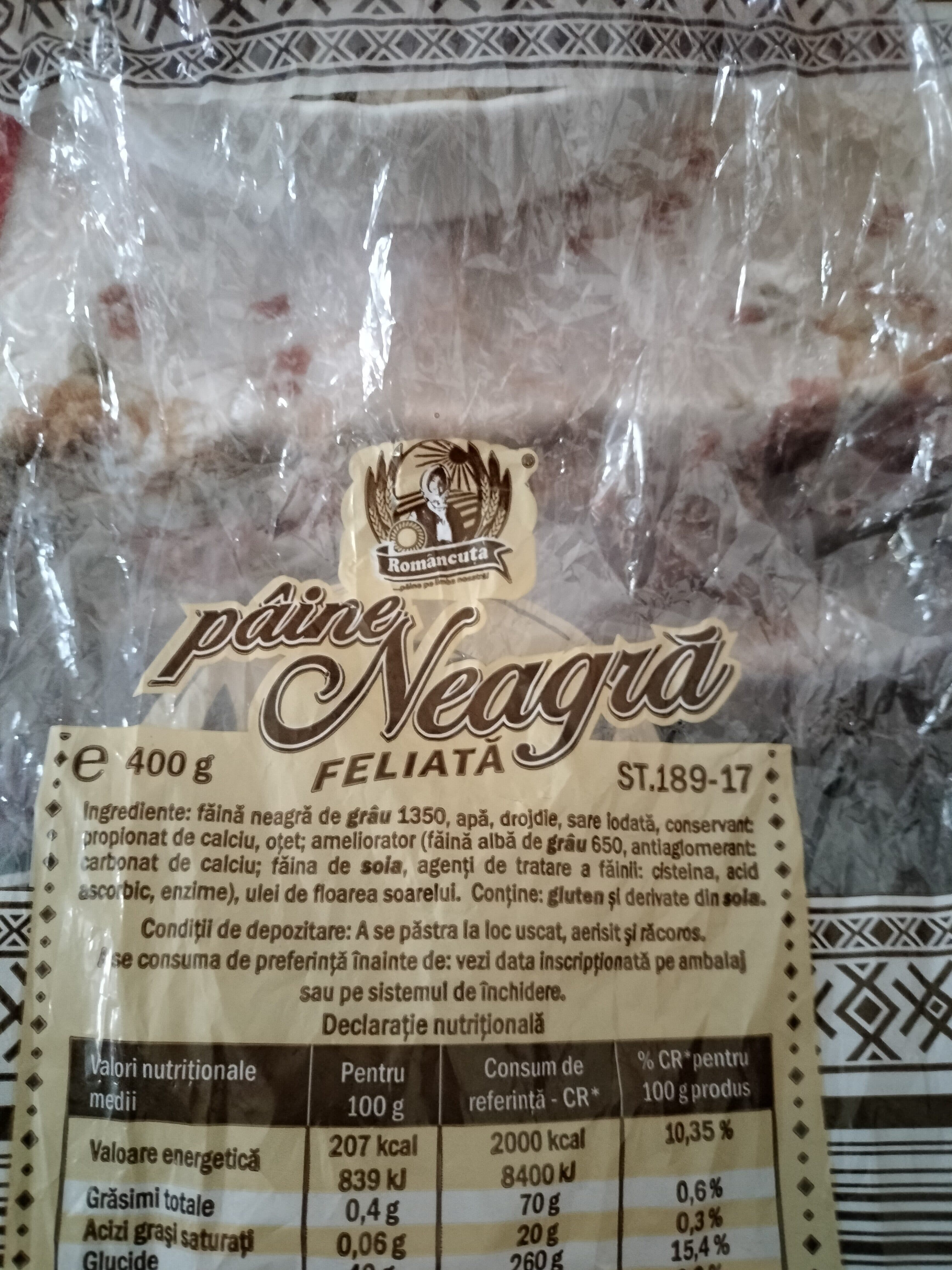 Open Food Facts Româncuța - Pâine neagră feliată packshot