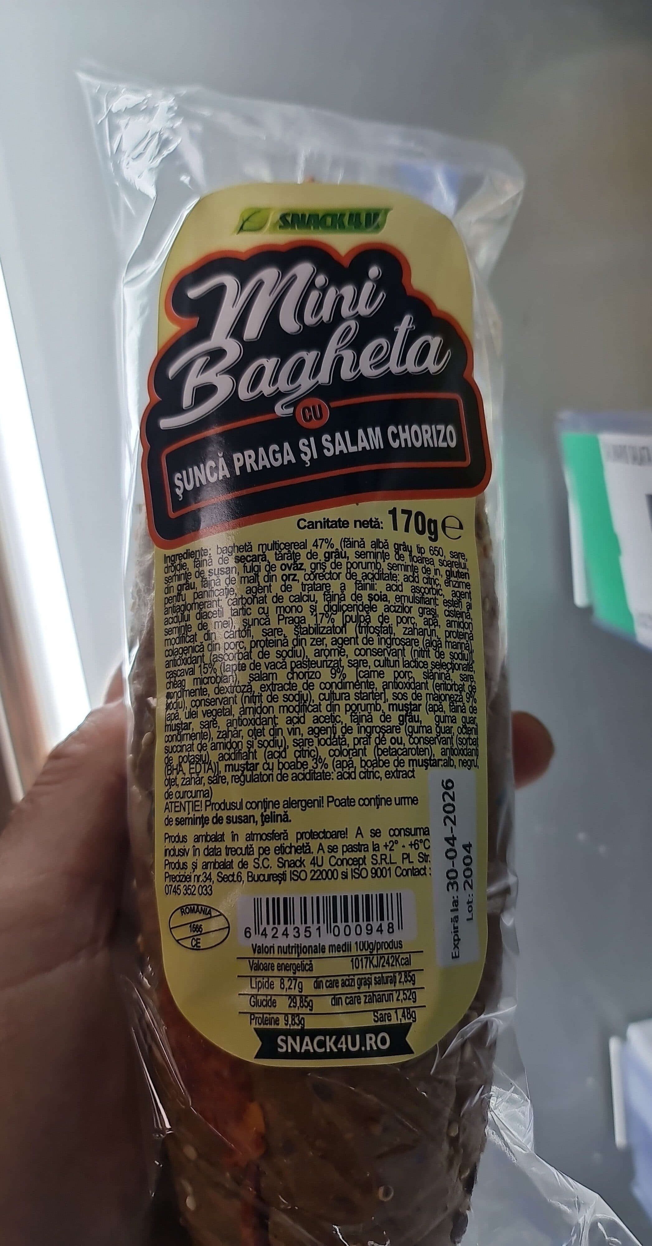 Snack4u Mini Baghetă Cu Sunca Praga Si Salam Chorizo packshot