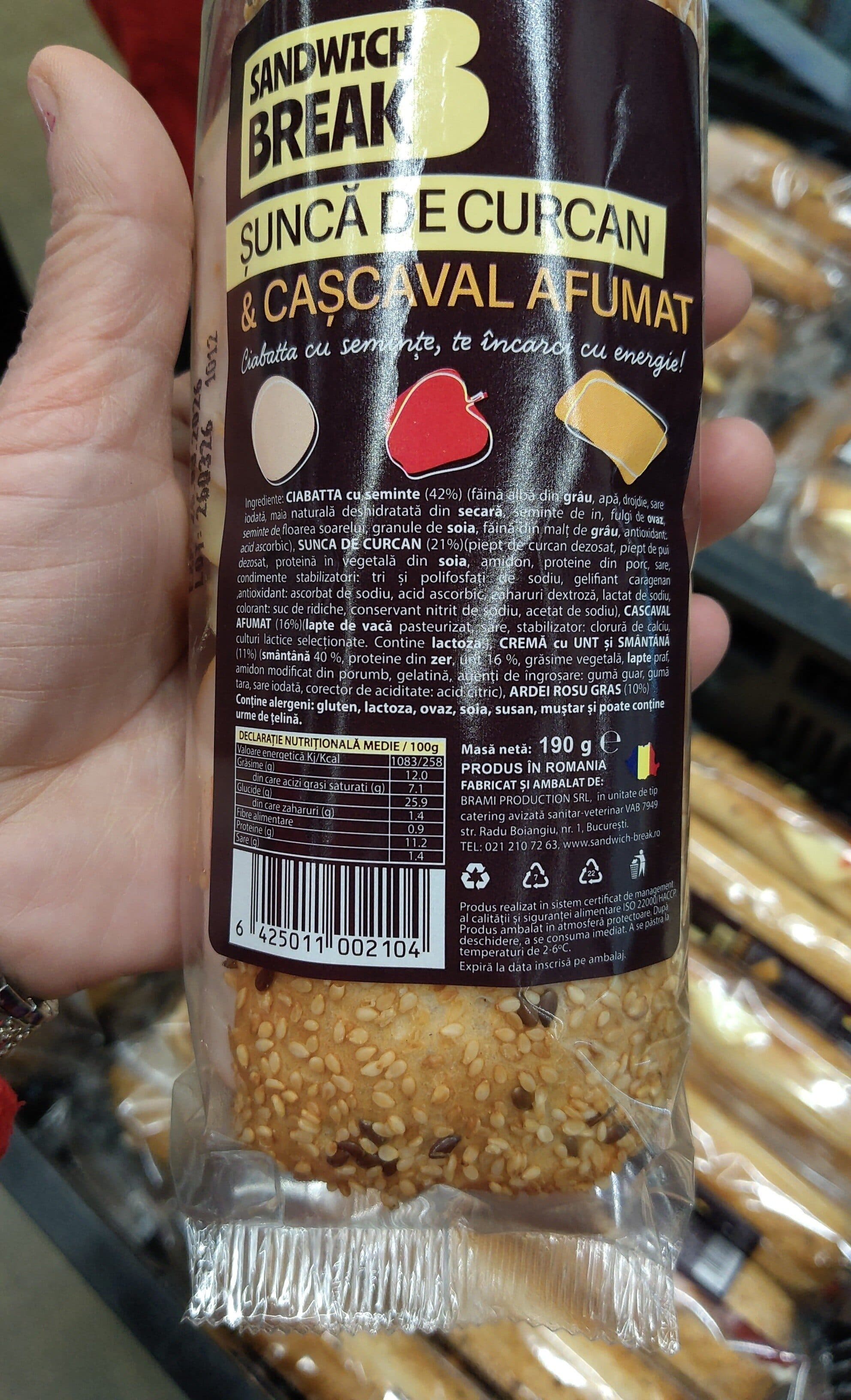 Sandwich Sunca de curcan si cascaval afumat packshot