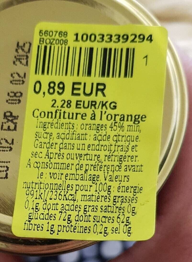 Open Food Facts Confiture à l'orange packshot