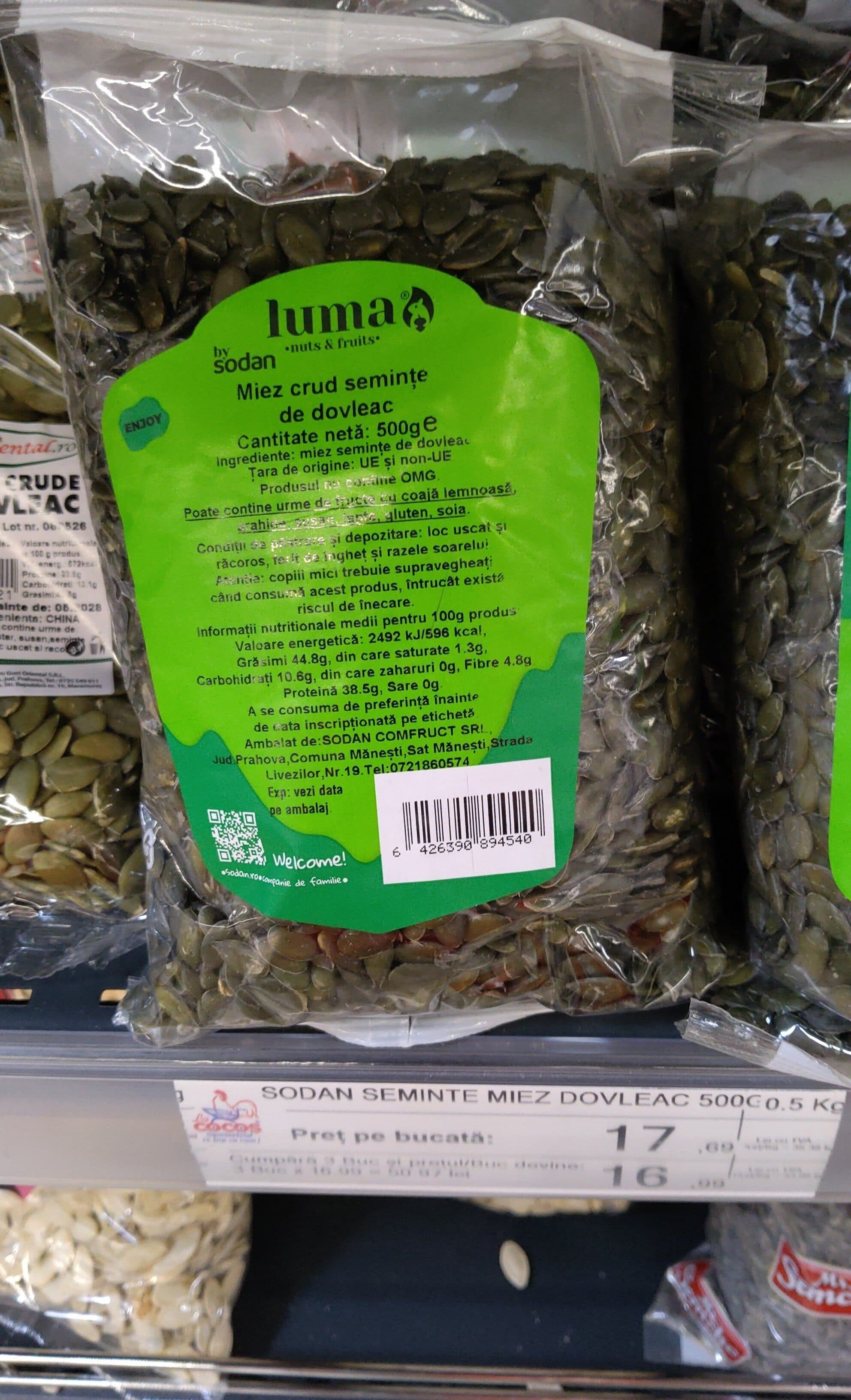 sodan seminte dovleac decojite500g packshot
