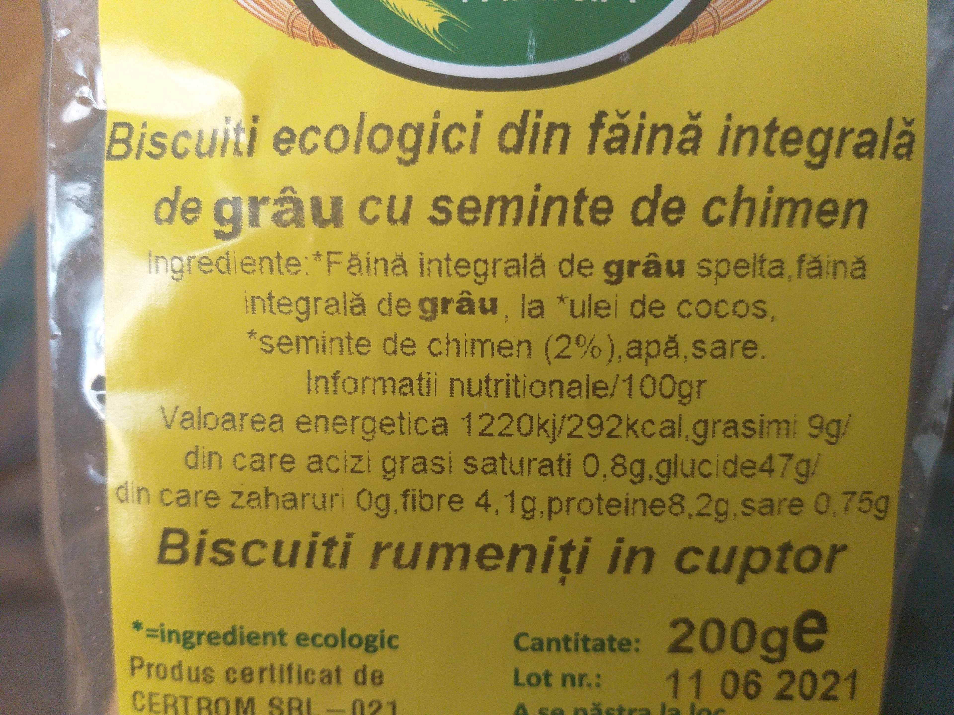 Eco Mania Biscuiți ecologici din faină integrală de grâu cu semințe de chimen packshot