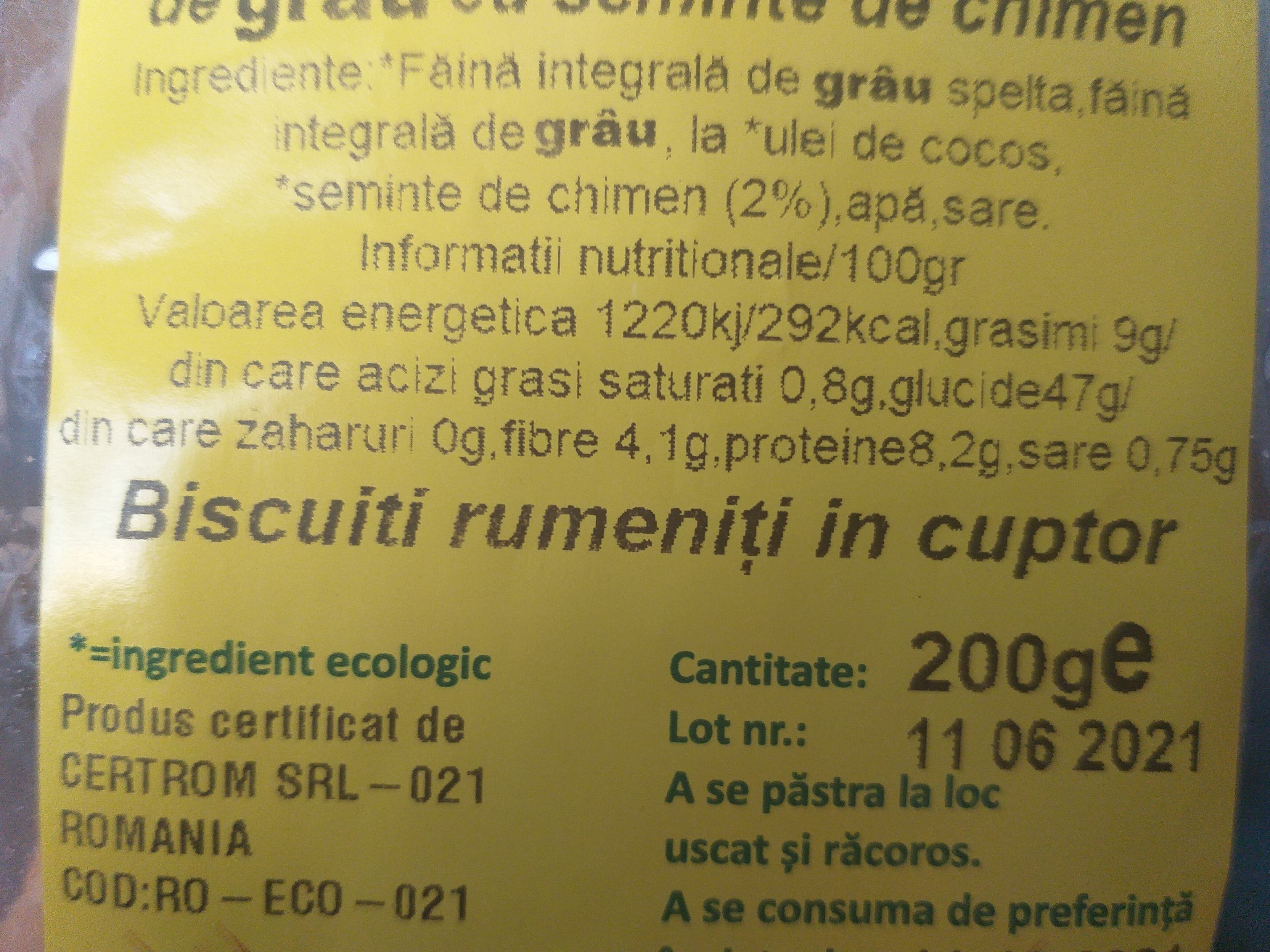 Eco Mania Biscuiți ecologici din faină integrală de grâu cu semințe de chimen packshot