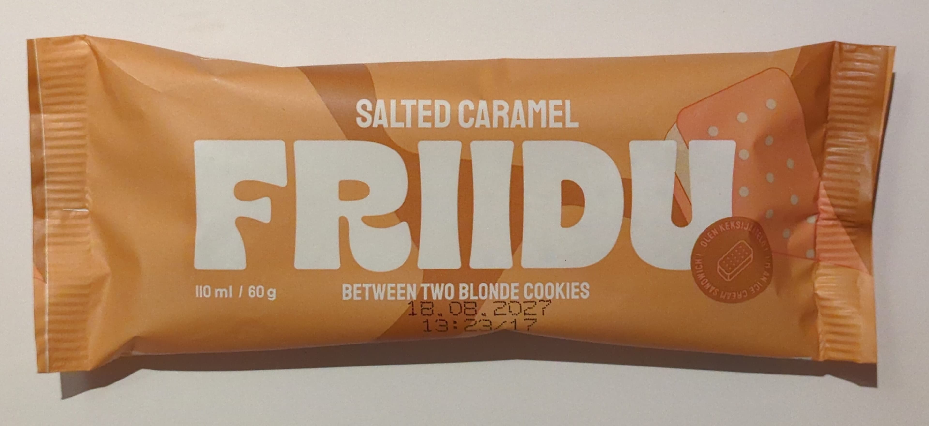 Friidu Salted Caramel ice cream sandwich packshot