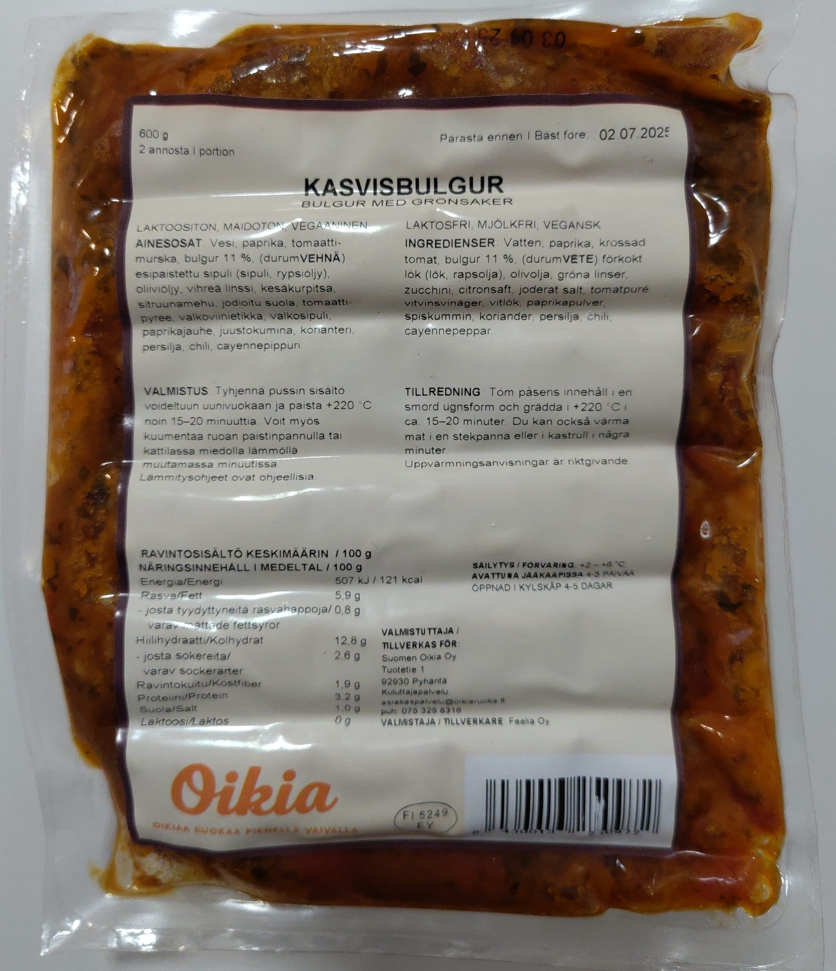 Oikia Ruokaa Vegetarian bulgur packshot