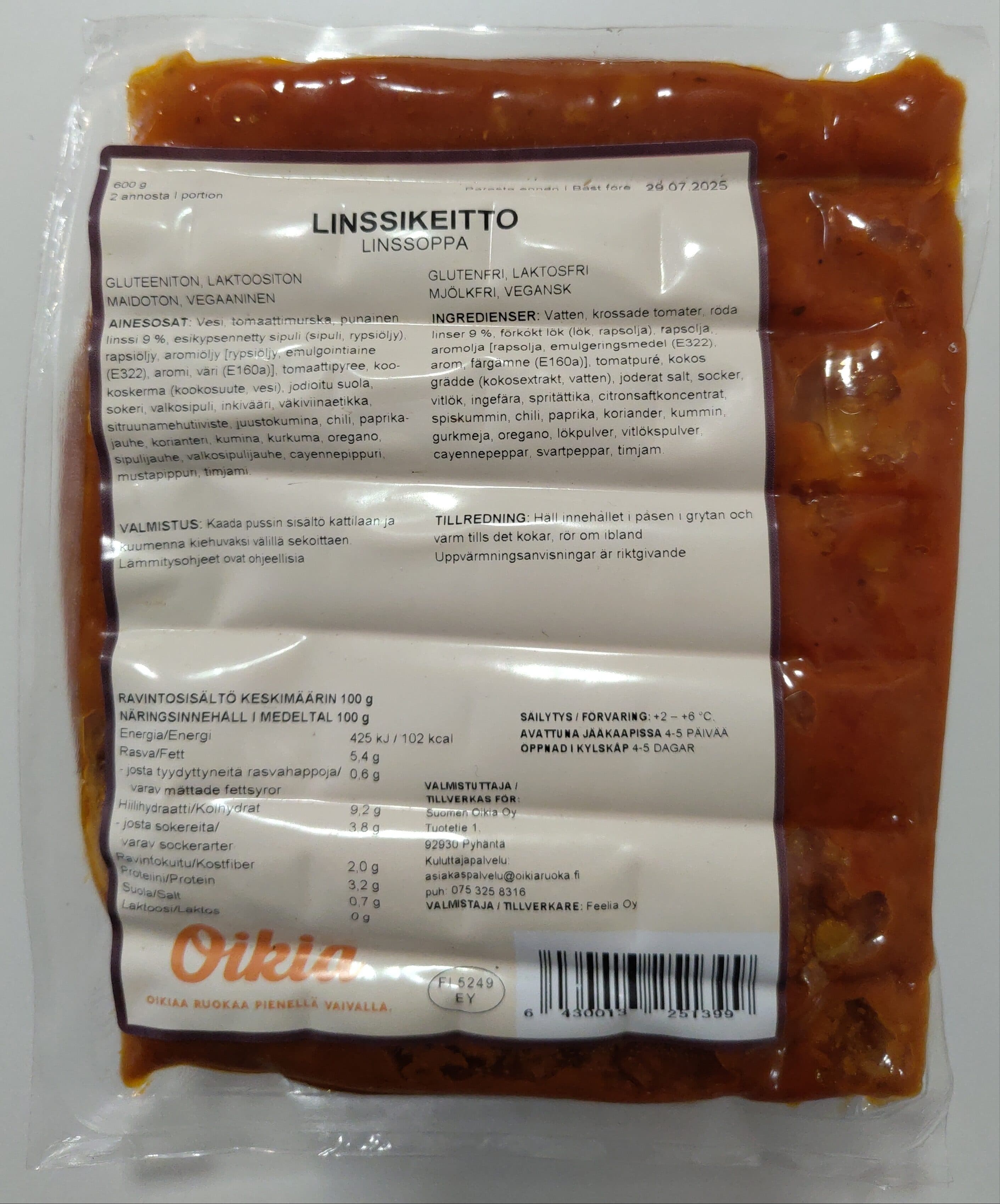 Oikia Ruokaa Lentil Soup packshot