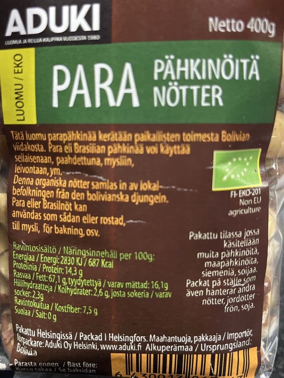 Aduki Luomu Parapähkinöitä packshot