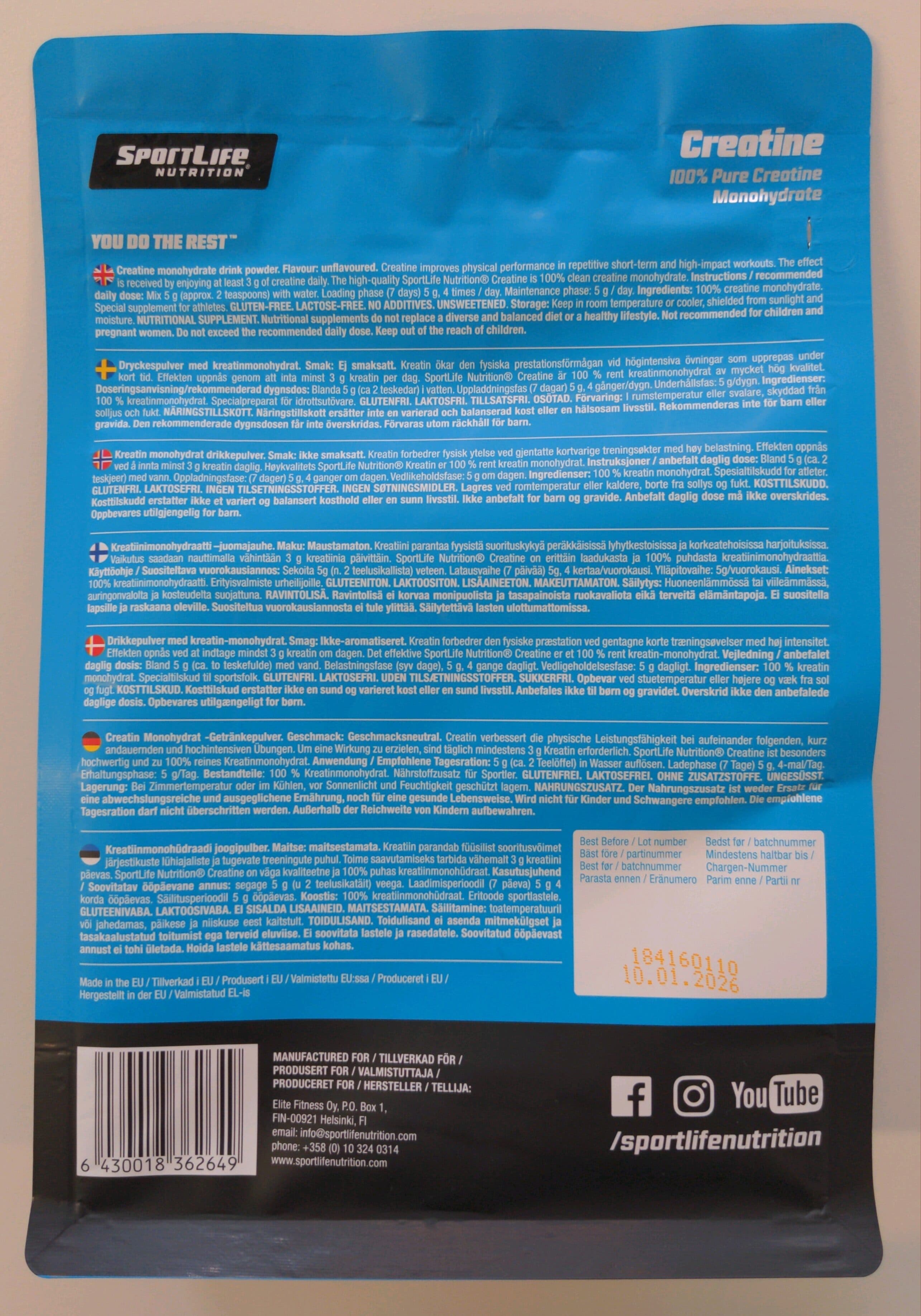 SportLife Creatine packshot