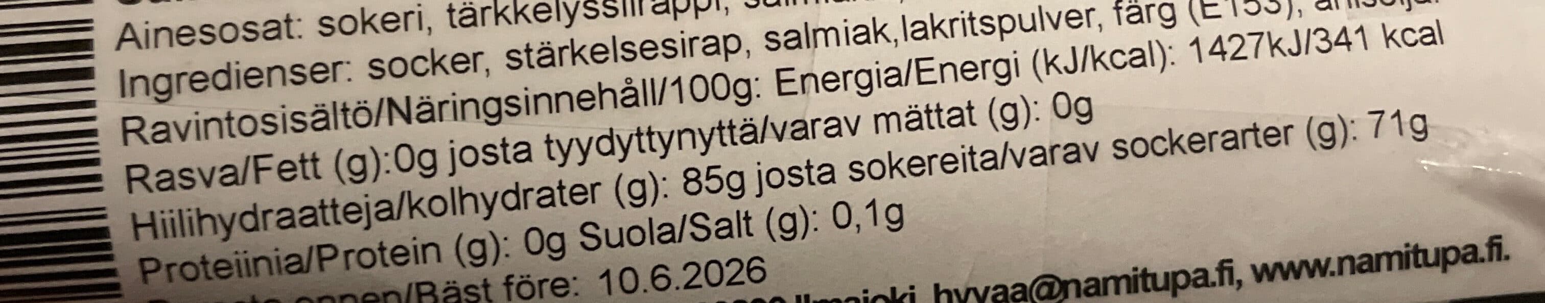 Open Food Facts Salmiakkinen Paukahros pastilleri packshot