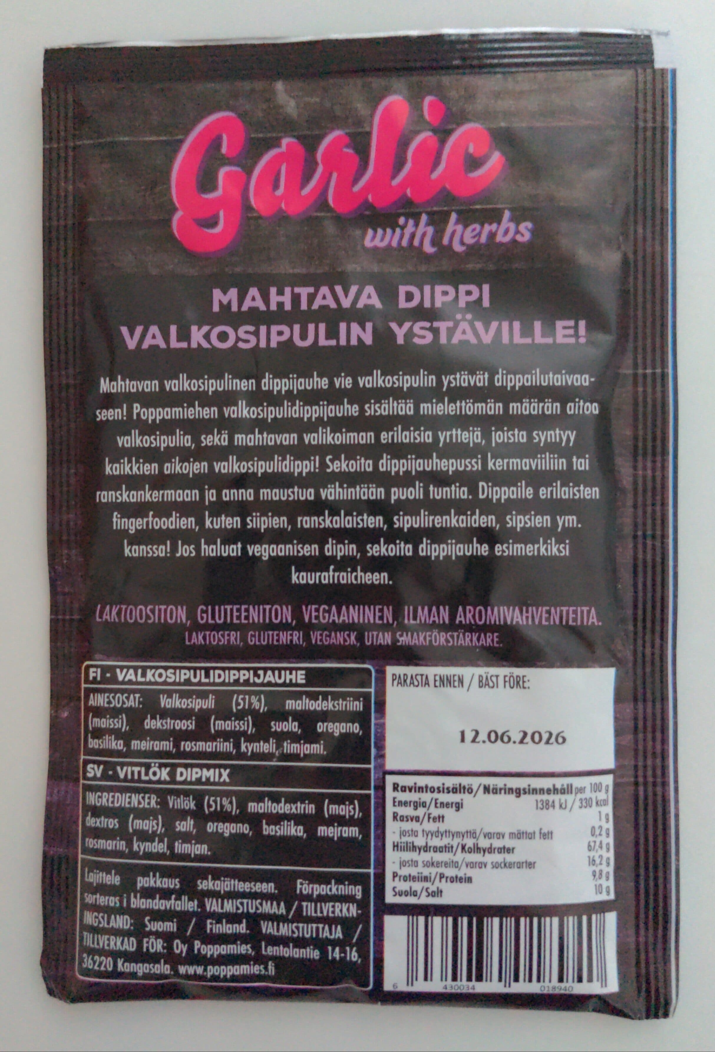 Poppamies Dipmix Garlic With Herbs packshot