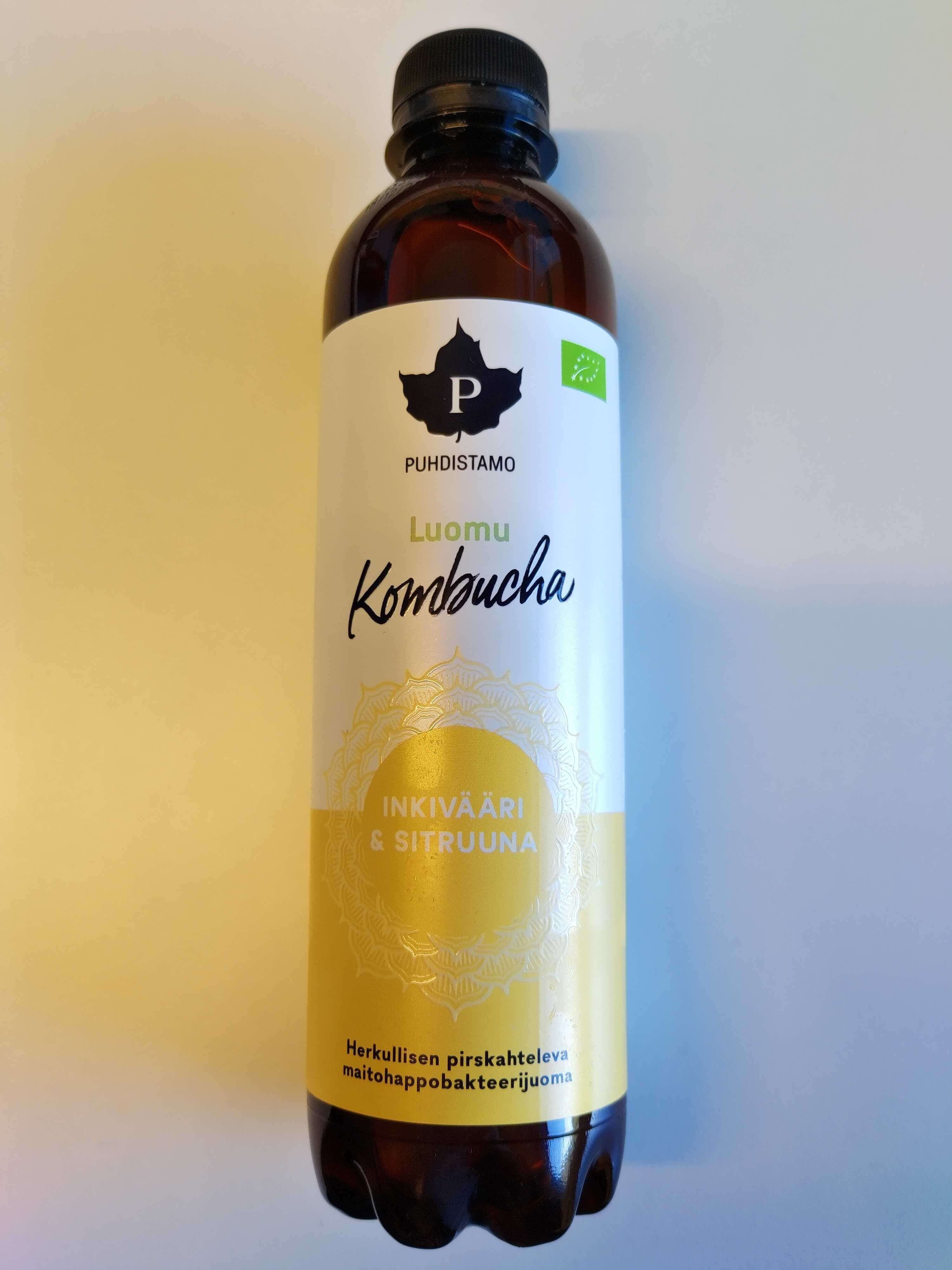 Puhdistamo Luomu Kombucha inkivääri ja sitruuna packshot