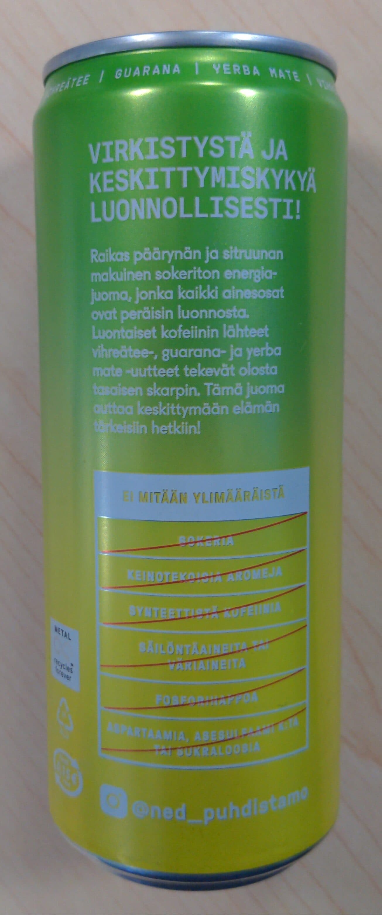 Puhdistamo Natural energy drink packshot