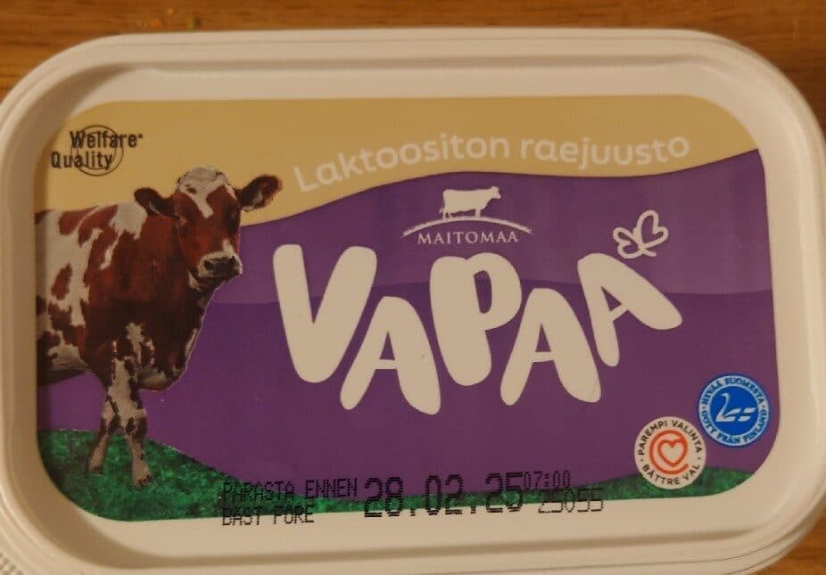 Maitomaa Vapaa Laktoositon raejuusto packshot
