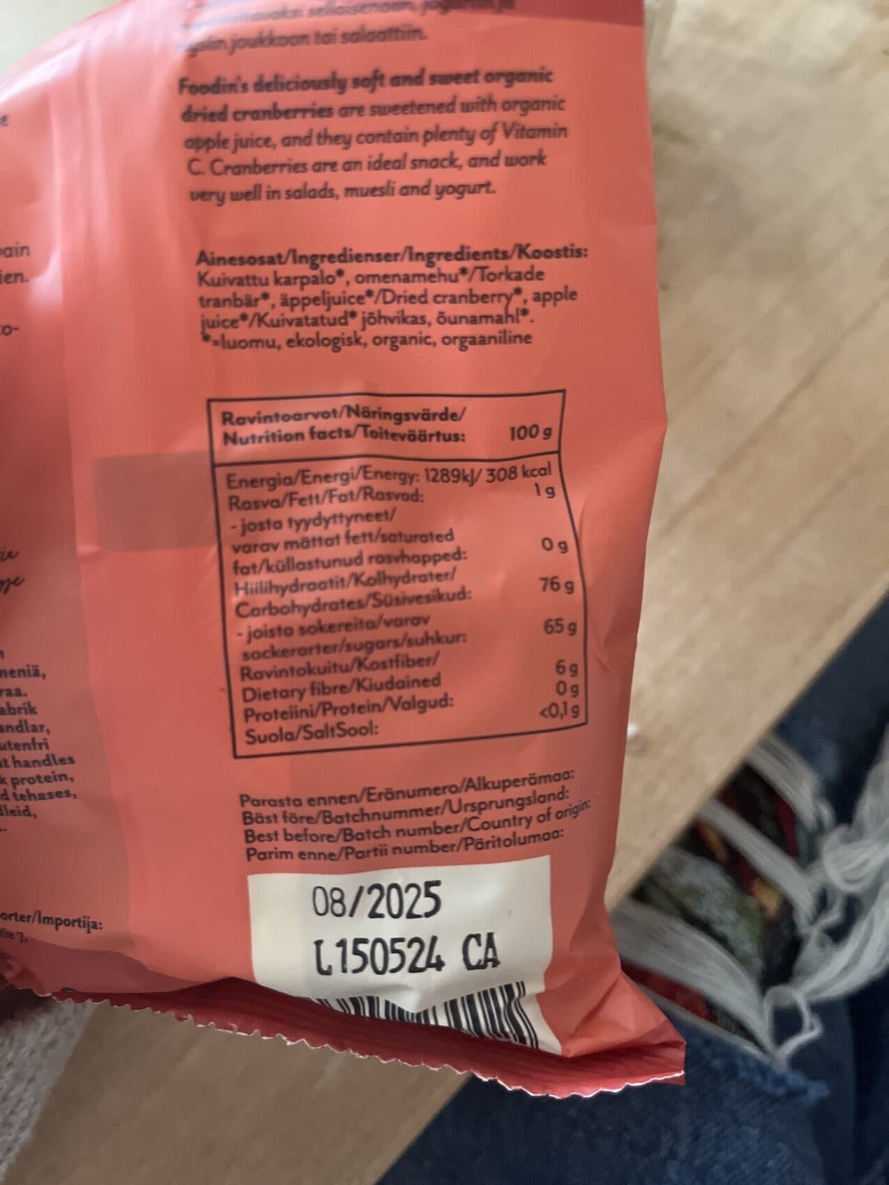 Foodin Luomu karpalo packshot