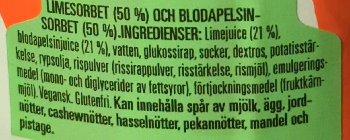 3 Kaveria Lime & Veriappelsiini Sorbetti packshot