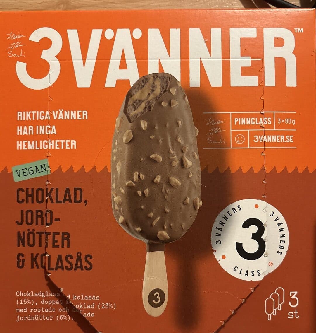 3 Vänner Choklad, Jordnötter & Kolasås (Vegan) packshot