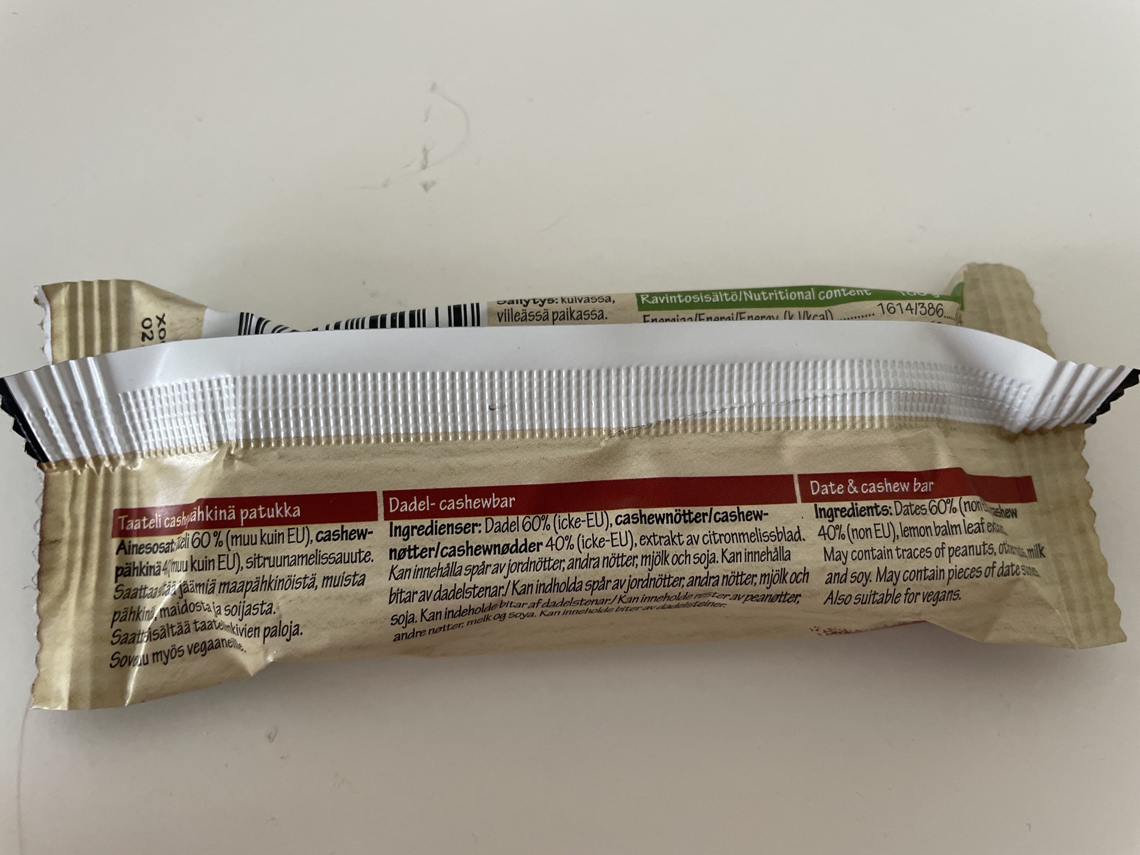 Barebar Barebar Date & Cashew Bar packshot