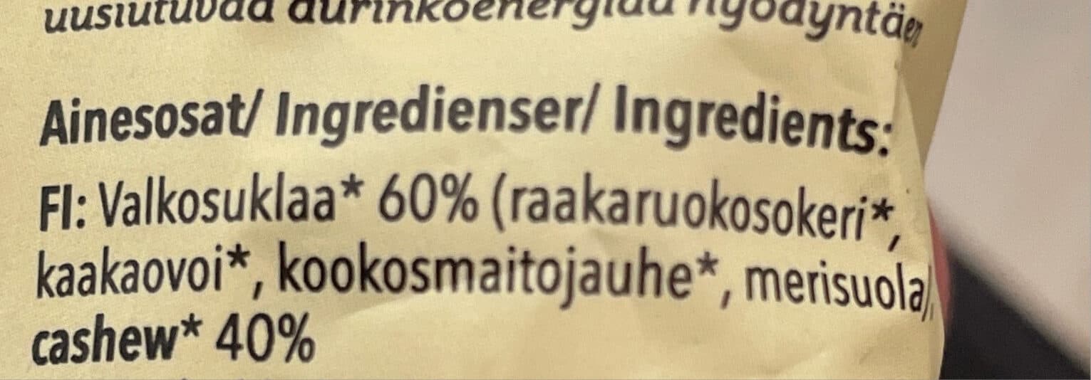 Foodin Valkosuklaa cashew packshot