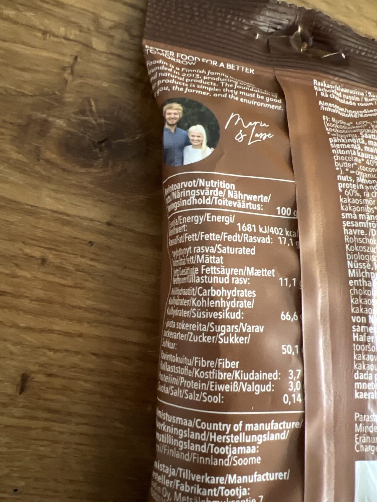 Foodin Organic Raw Chocolate Raisin packshot