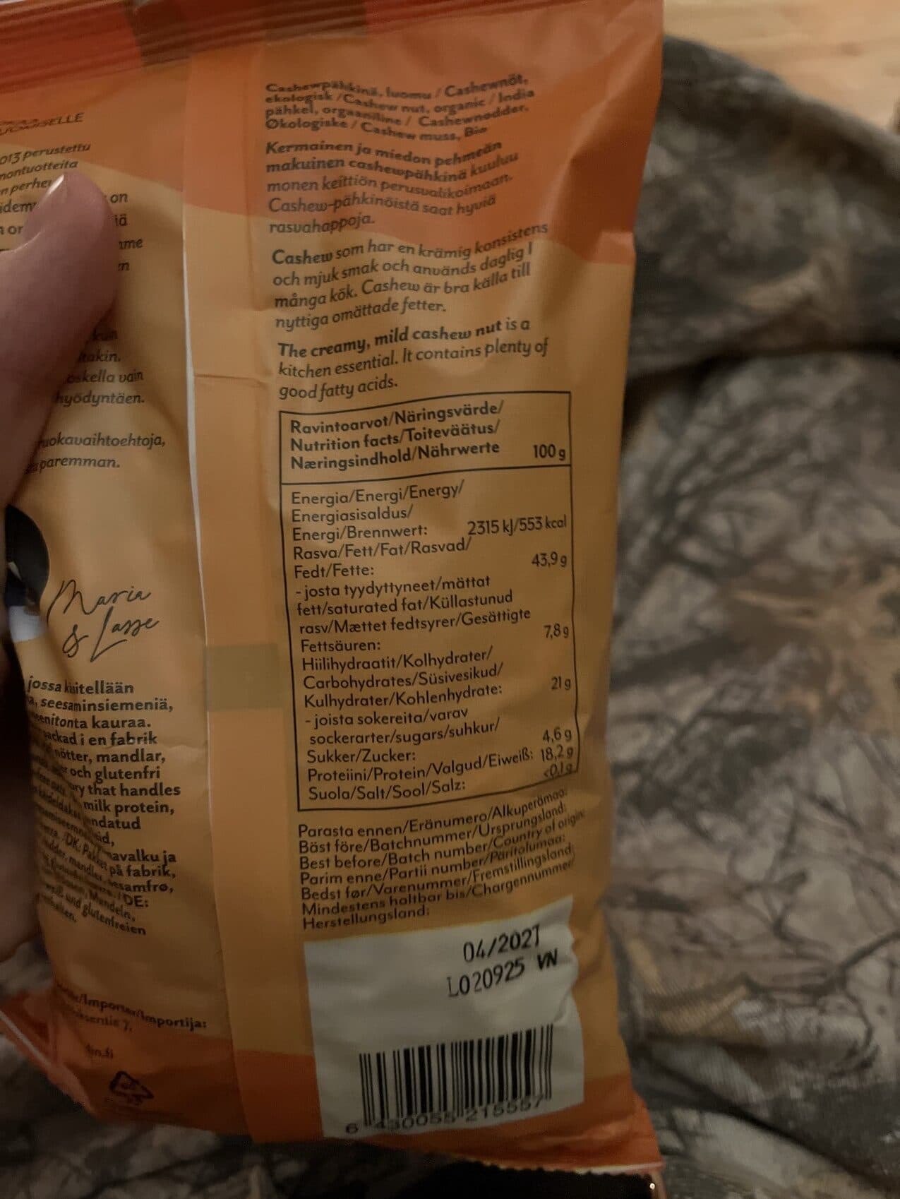 foodin cashew pähkinä packshot