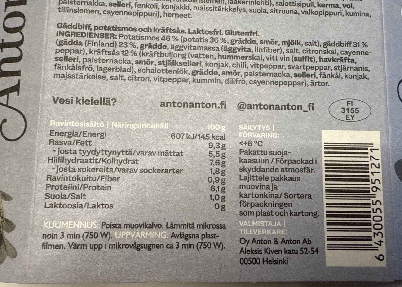 Anton Gäddbiff, potatismos och kräftsås packshot