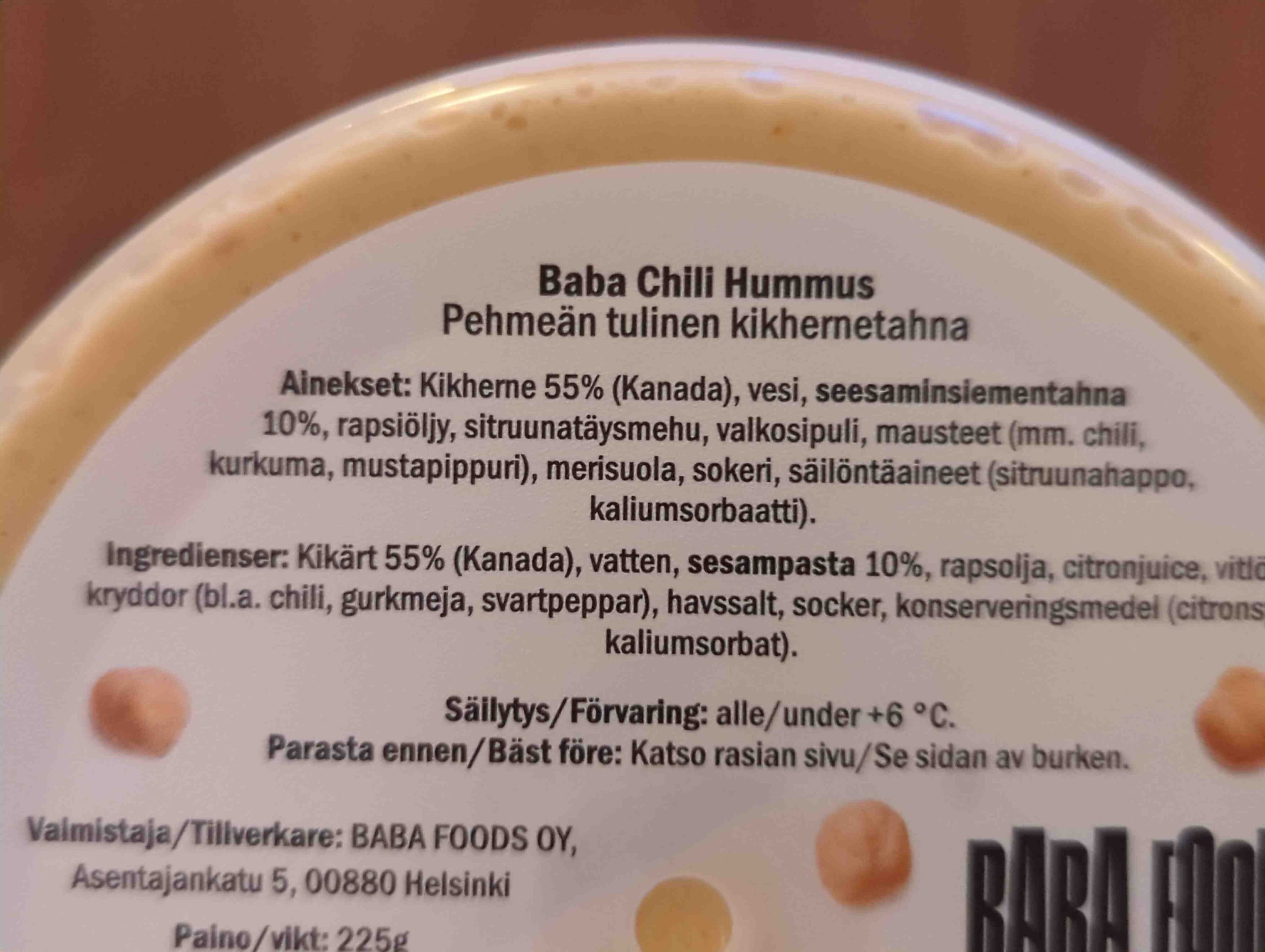 Baba Foods Baba Chili Hummus packshot