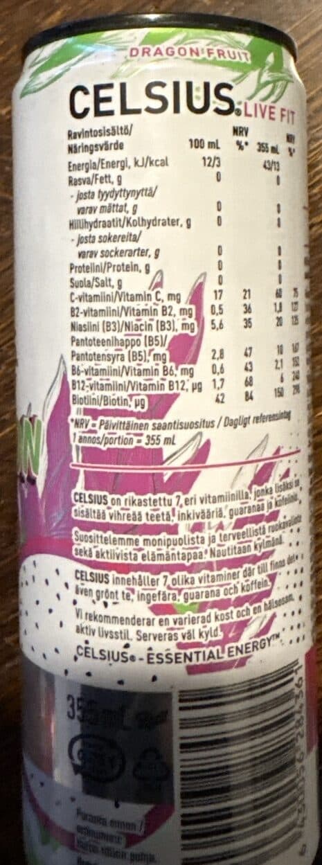 CELSIUS Dragonfruit energiajuoma packshot