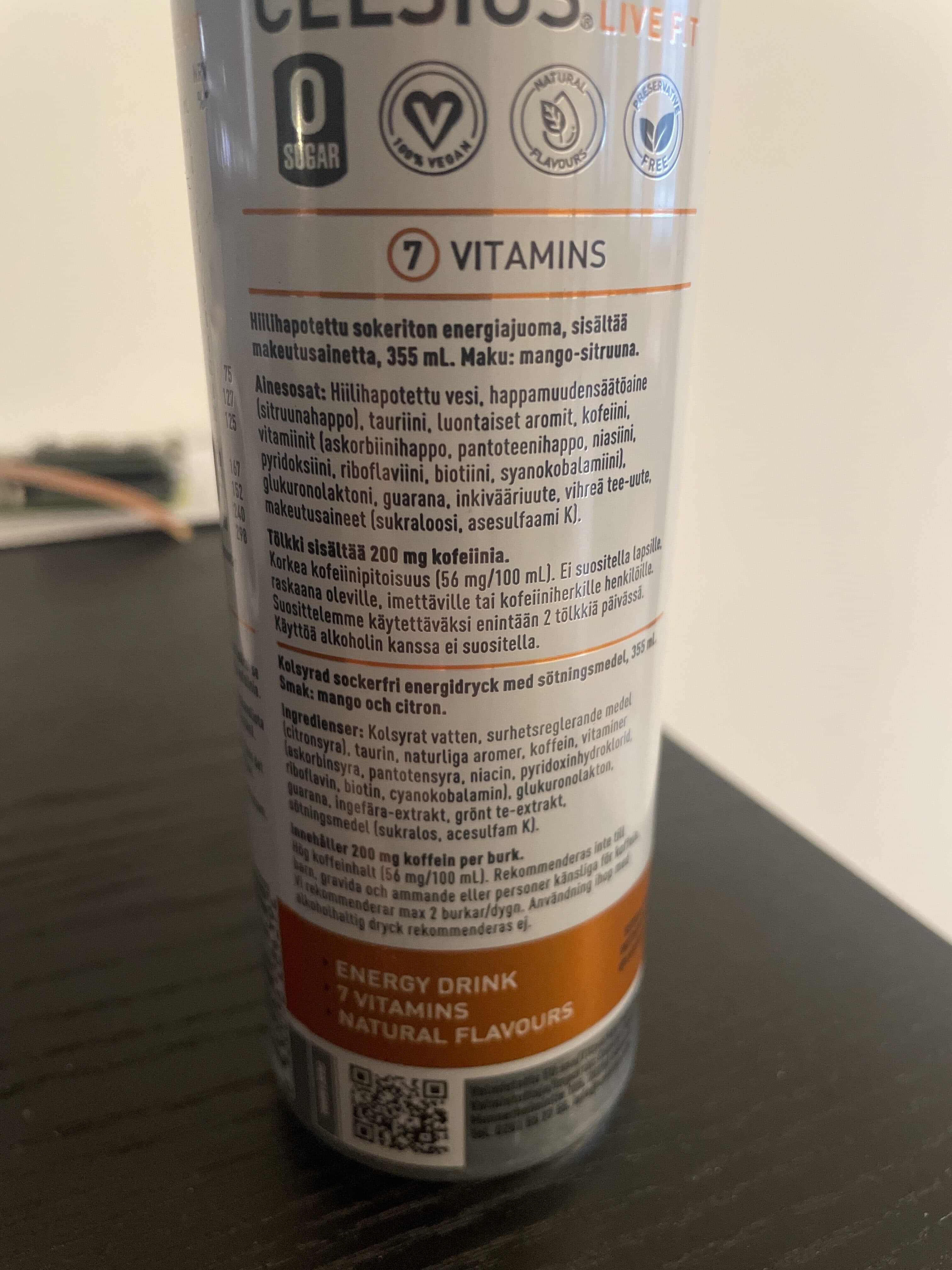 Open Food Facts Celsius Mango Lemonade Flavour packshot
