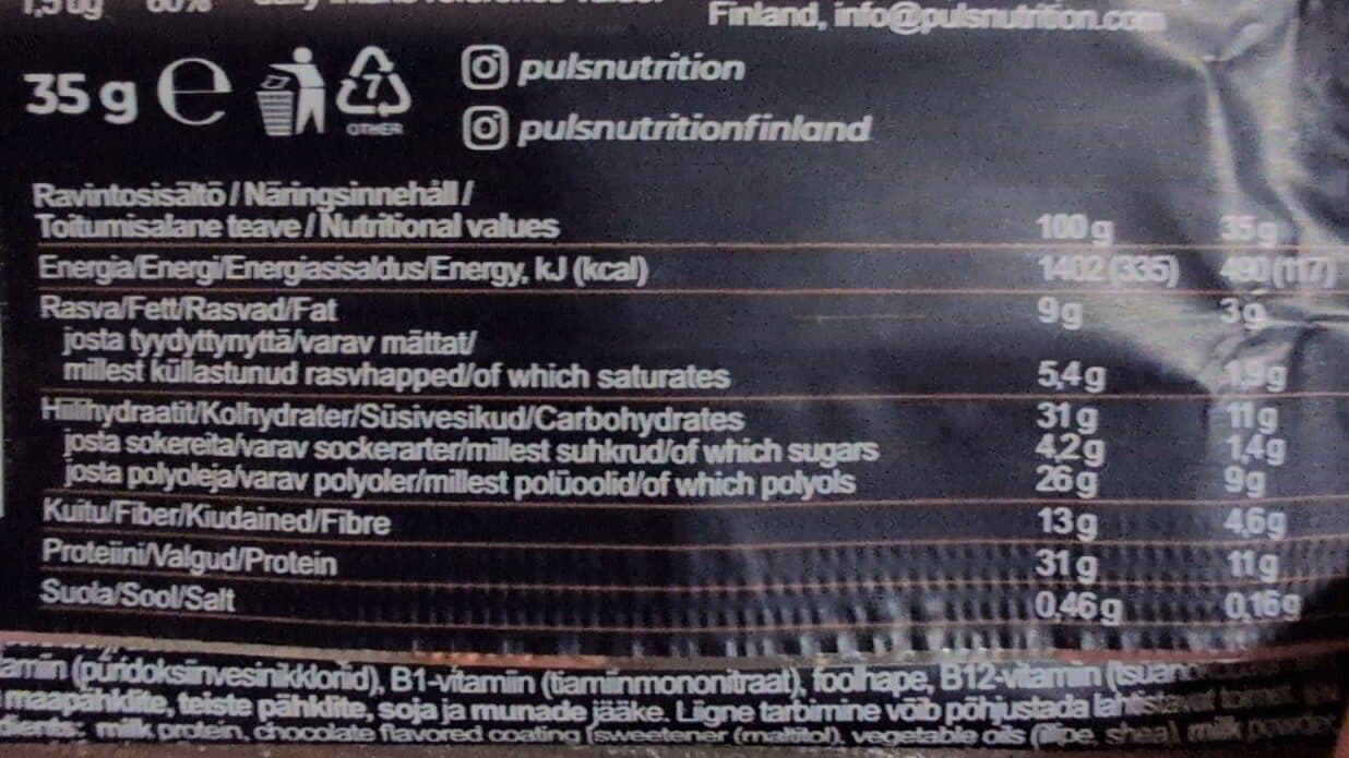 Puls Puls Bite Protein Snack Bar 35G Chocolate packshot