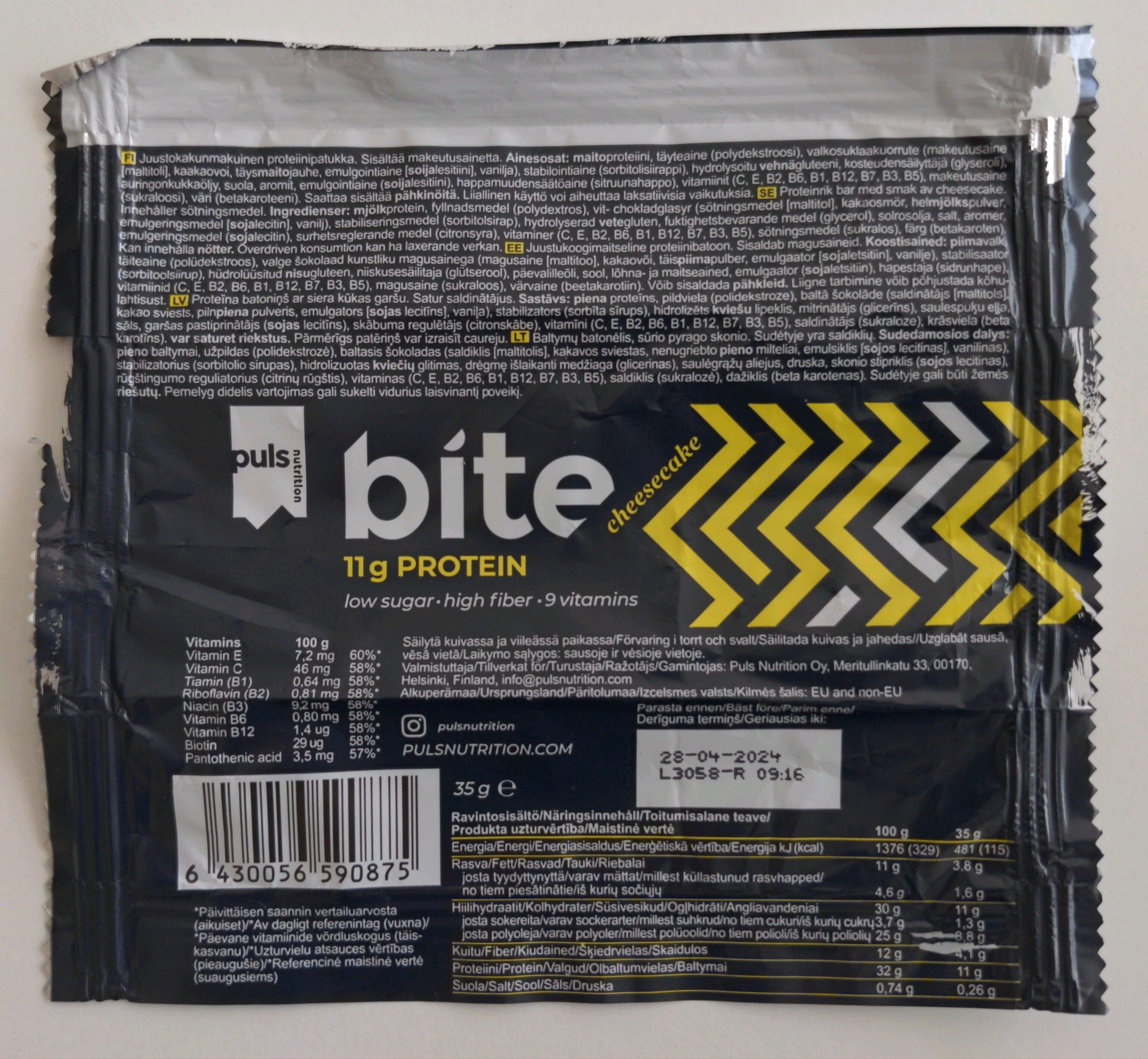 Puls nutrition Bite Protein Cheesecake packshot