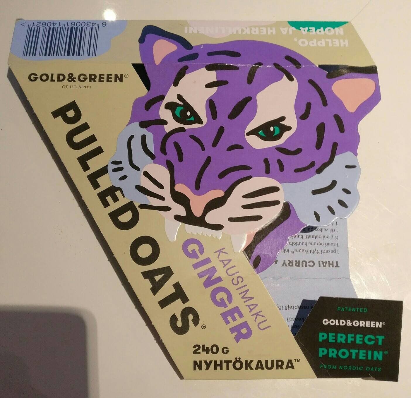 Gold & Green Pulled oats ginger packshot