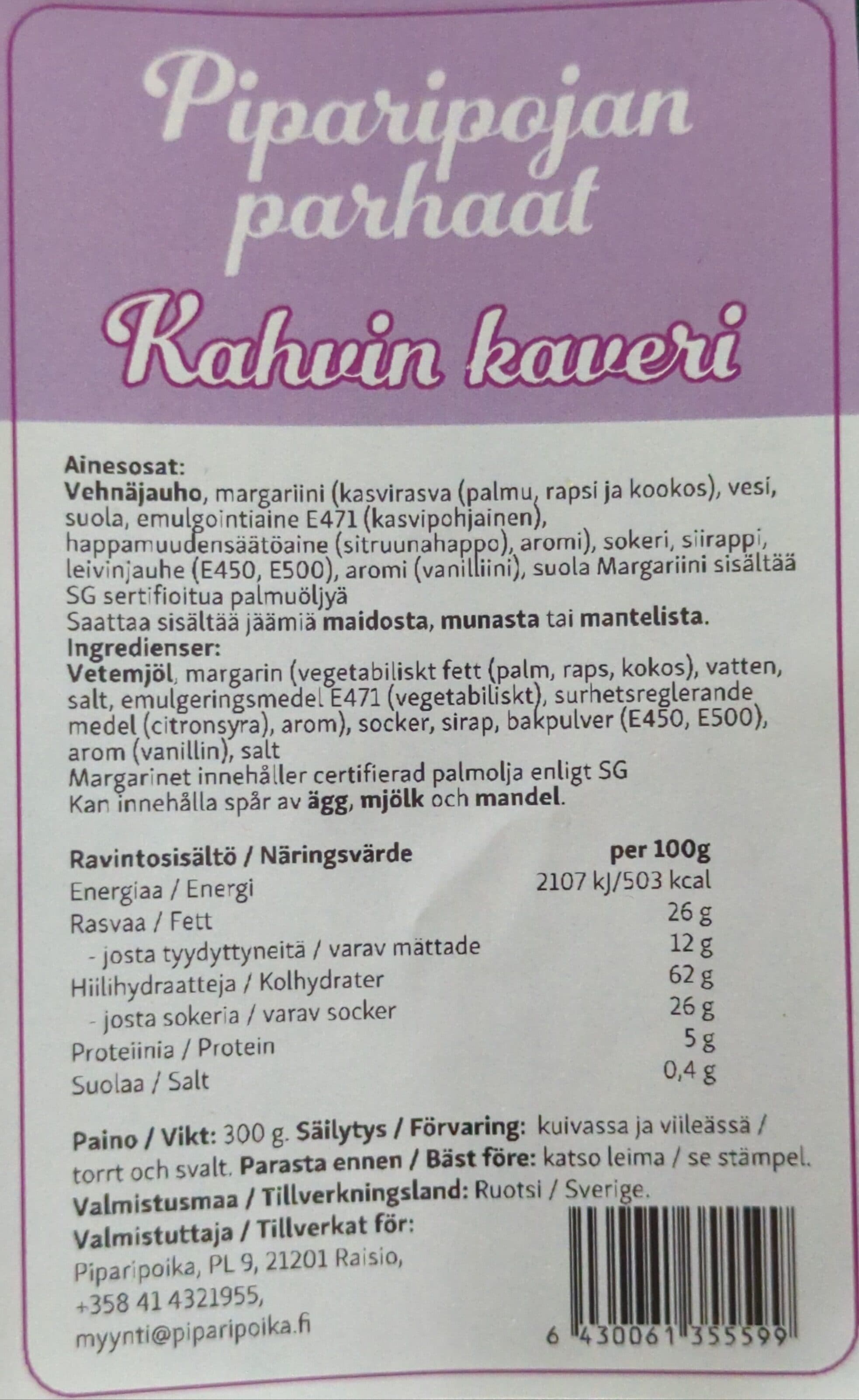 Piparipojan parhaat Kahvin kaveri packshot