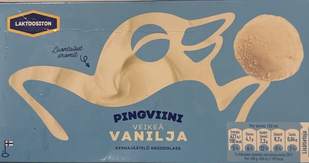 Pingviini Laktoositon Vaniljakermajäätelö packshot