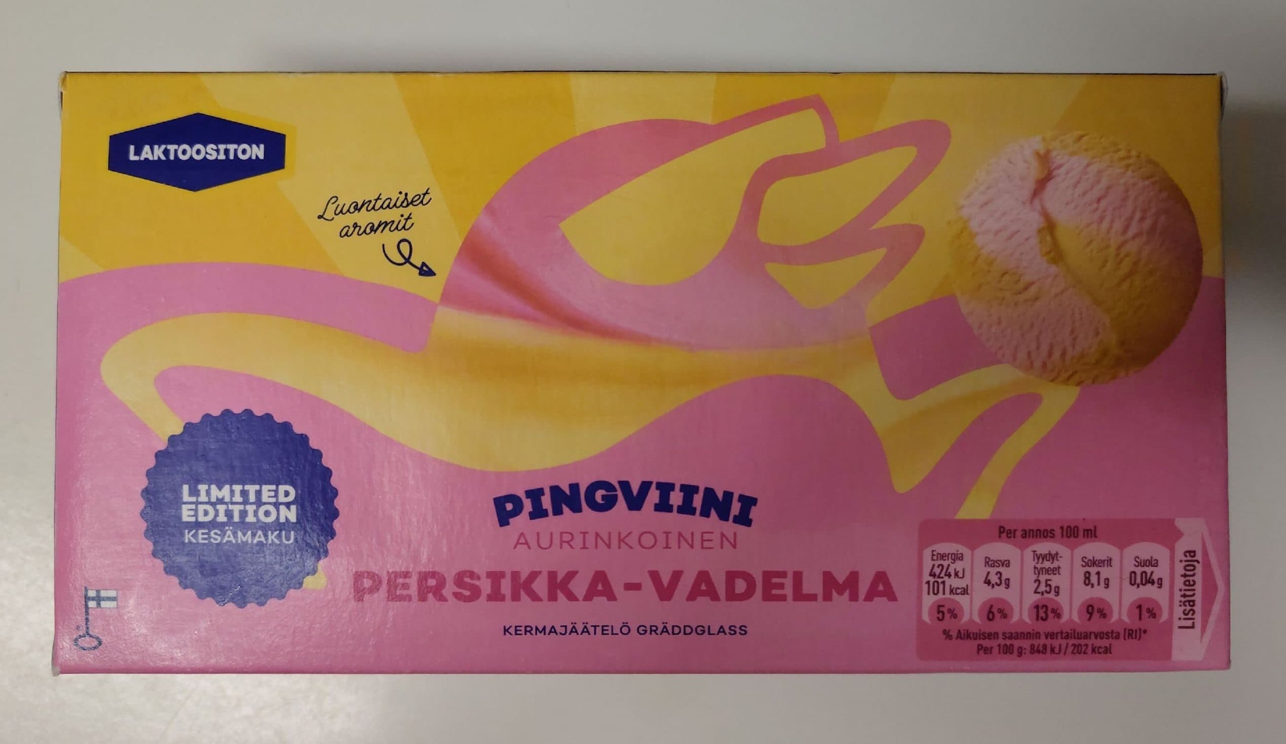 Pingviini Persikka-vadelma Jäätelö packshot