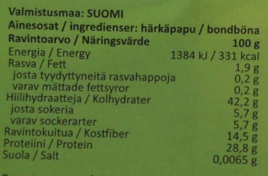 Karviaisten Tila Voima-papu härkäpapumuro packshot