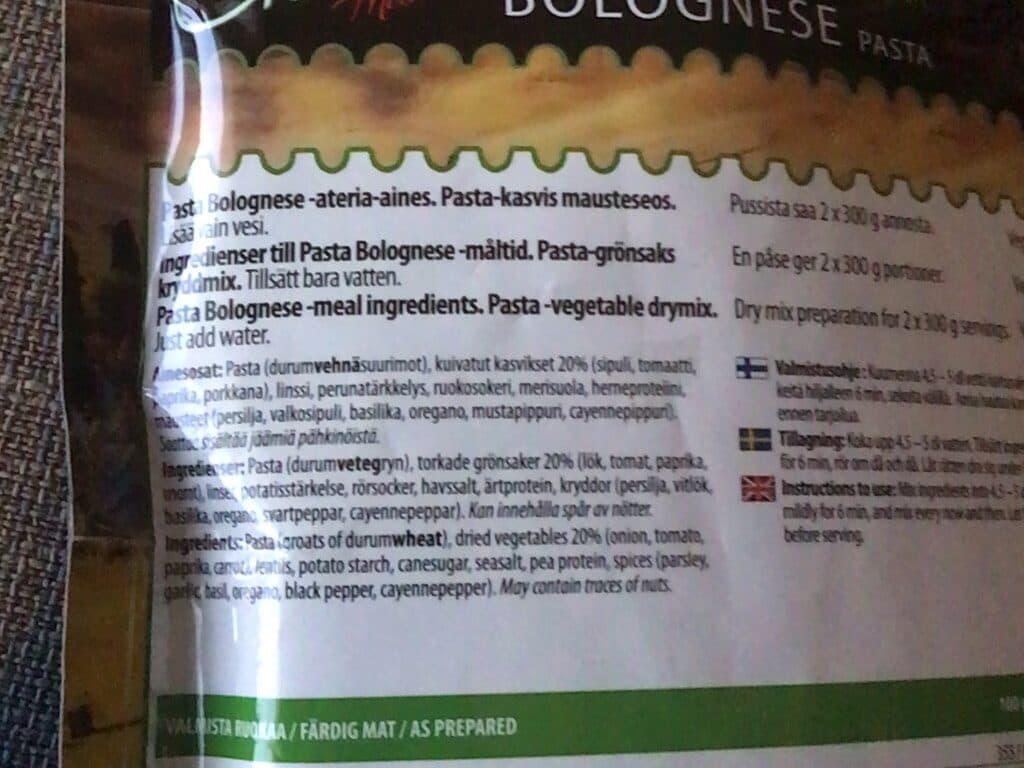 Chef’s Meals Bolognese Pasta packshot