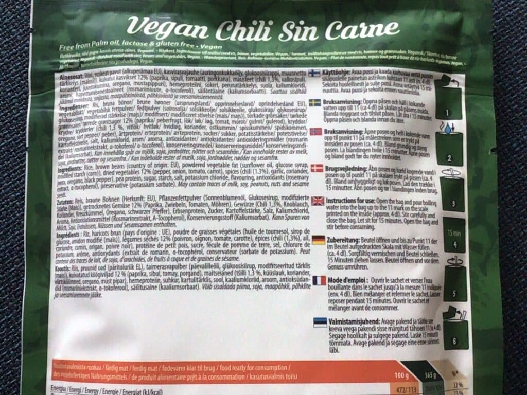 Outdoor Meal Vegan Chili sin Carne packshot