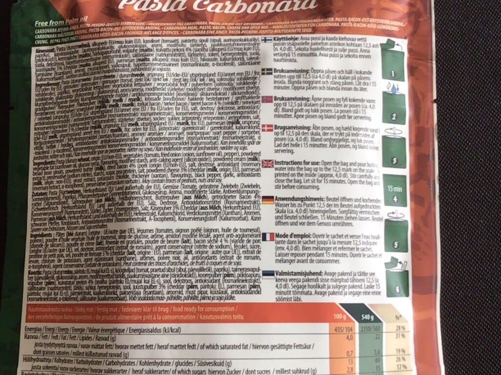 Outdoor Meal Pasta Carbonara packshot