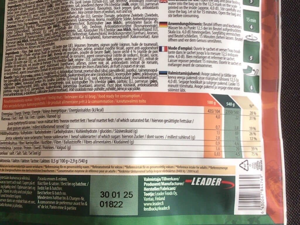 Outdoor Meal Pasta Carbonara packshot